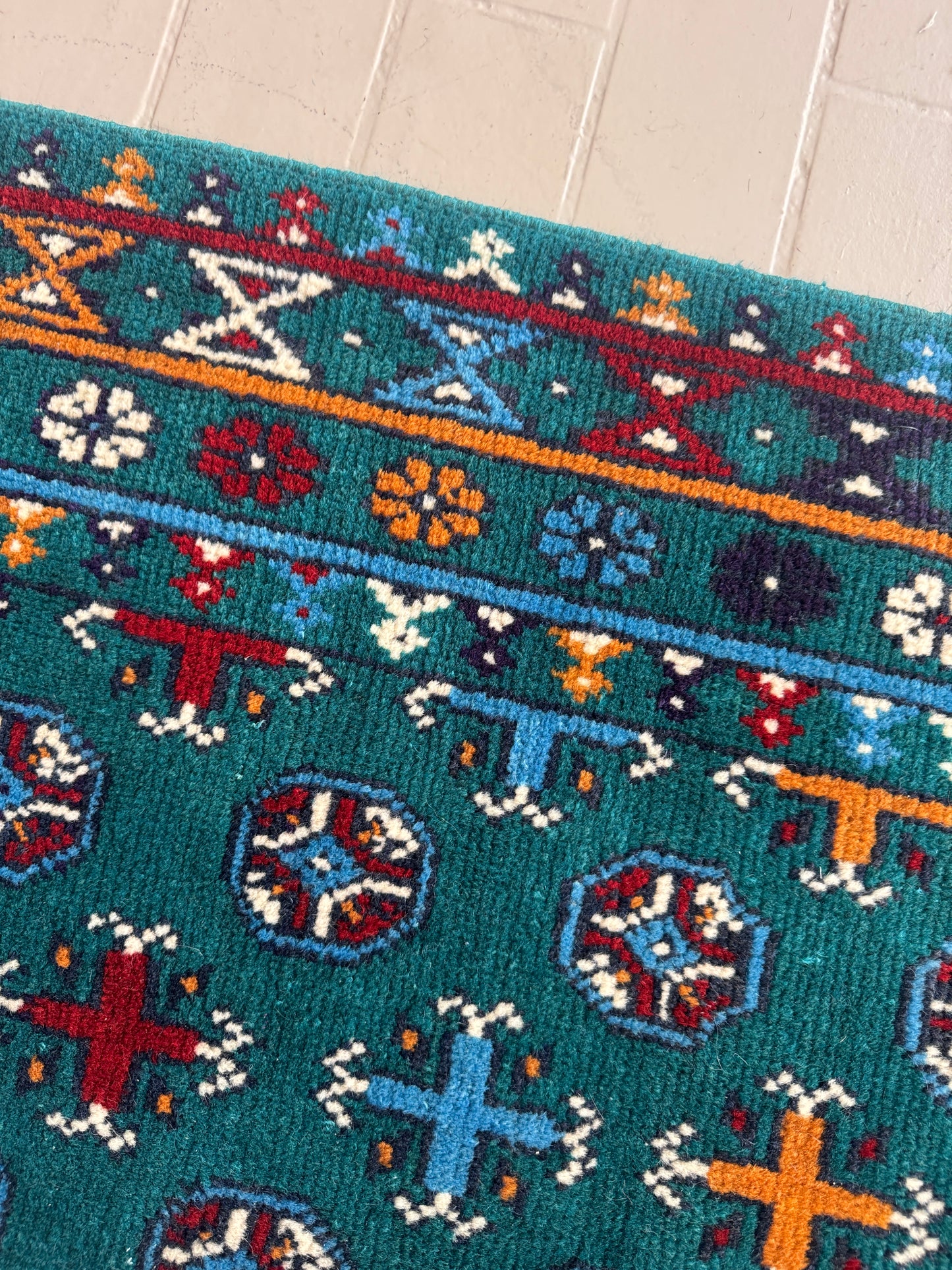 Hand Knotted Afghan Wool Rug Runner