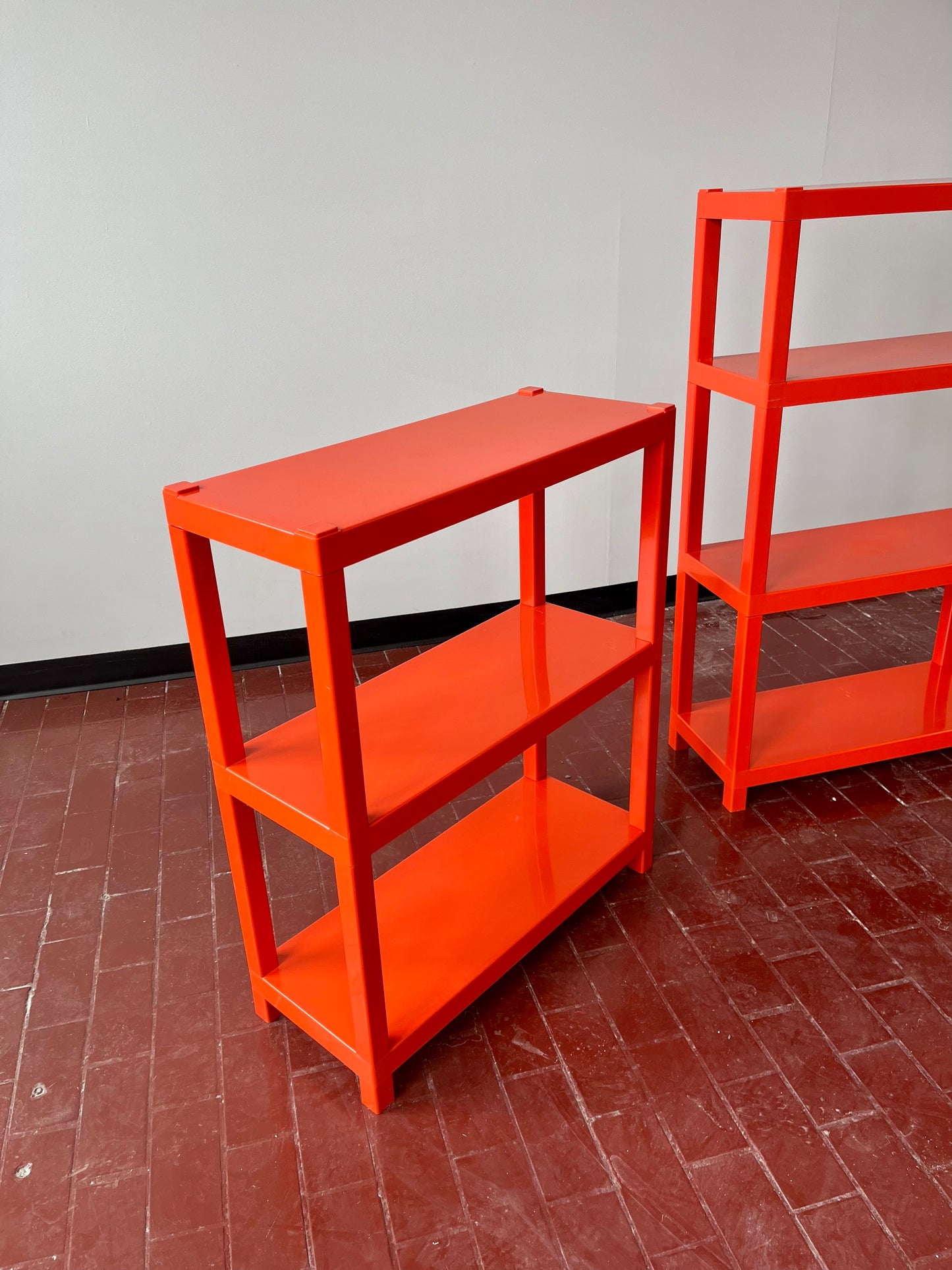 Vintage 1970s Orange Plastic Modular Shelving Set