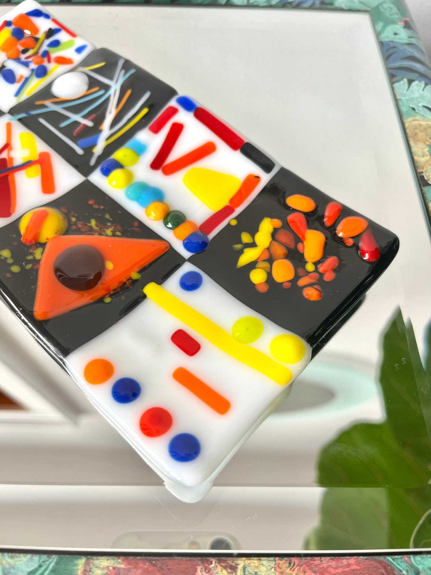 Postmodern Artist-made Fused Glass Decorative Plate