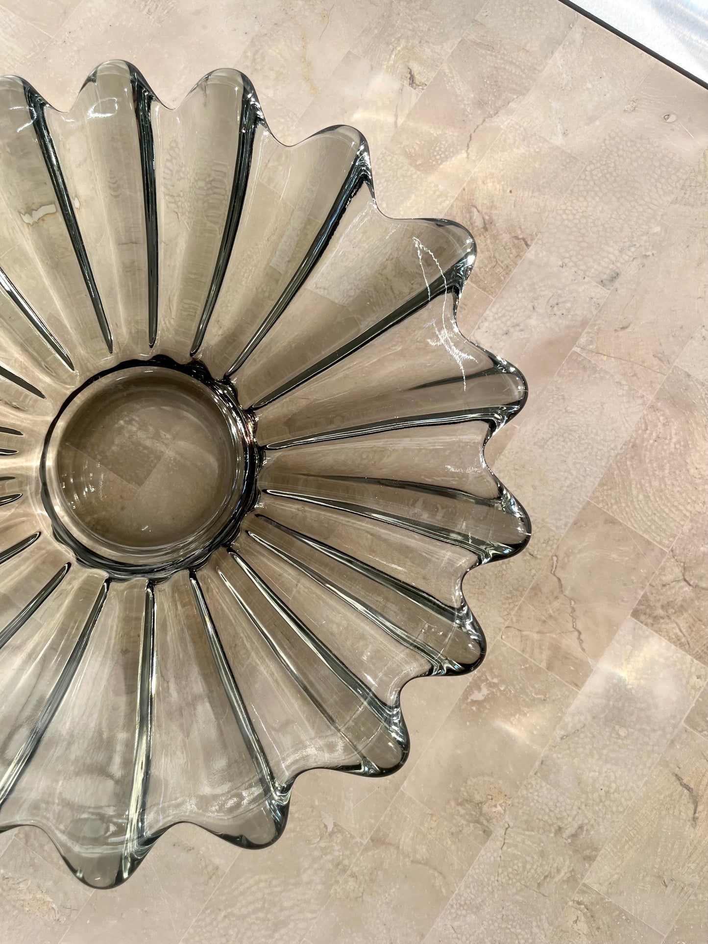 MCM Federal Glass Celestial Smokey Grey Console Dish