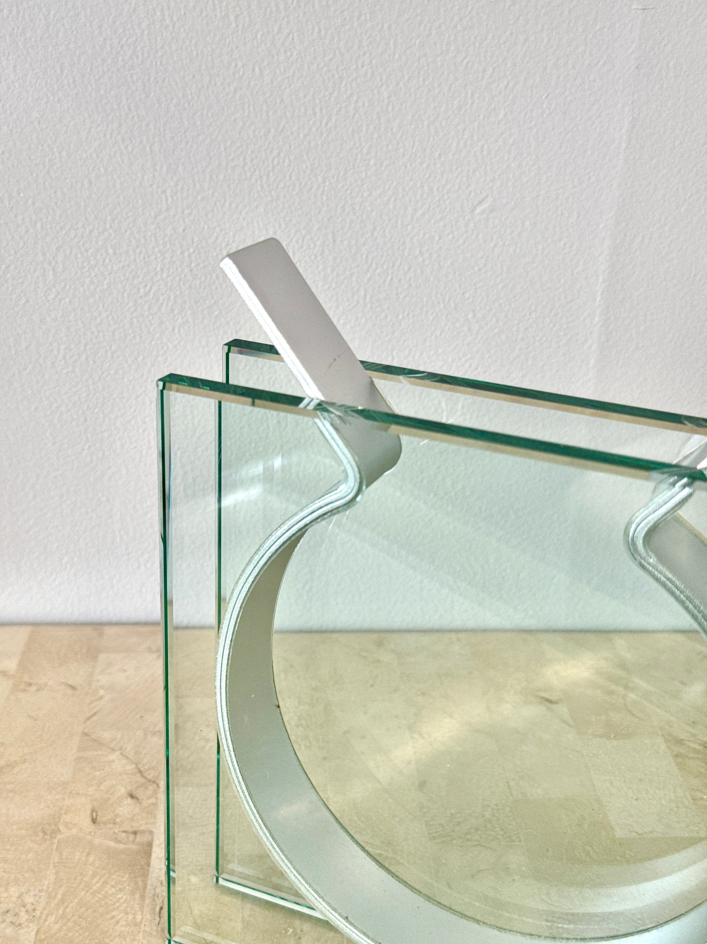 Postmodern Glass & Aluminum Ribbon Vase