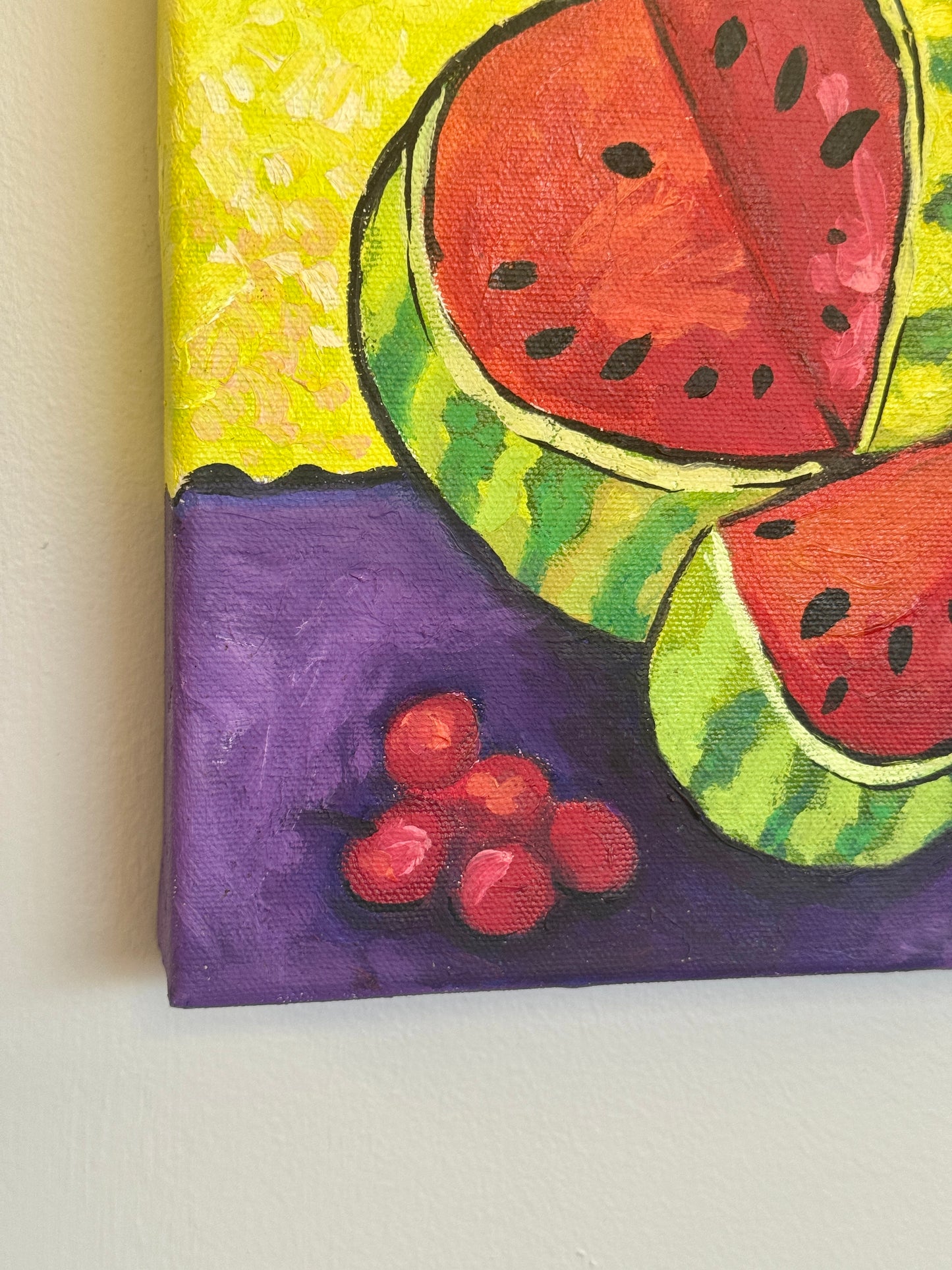Vintage “Watermelon + Cherries” Oil on Canvas