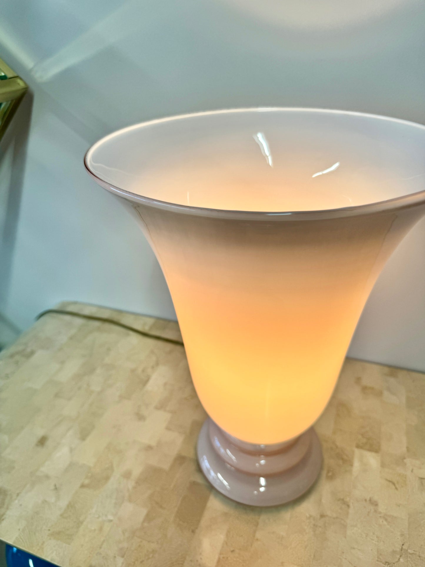 Vintage CVV Vianne French Pink Cased Glass Lamp