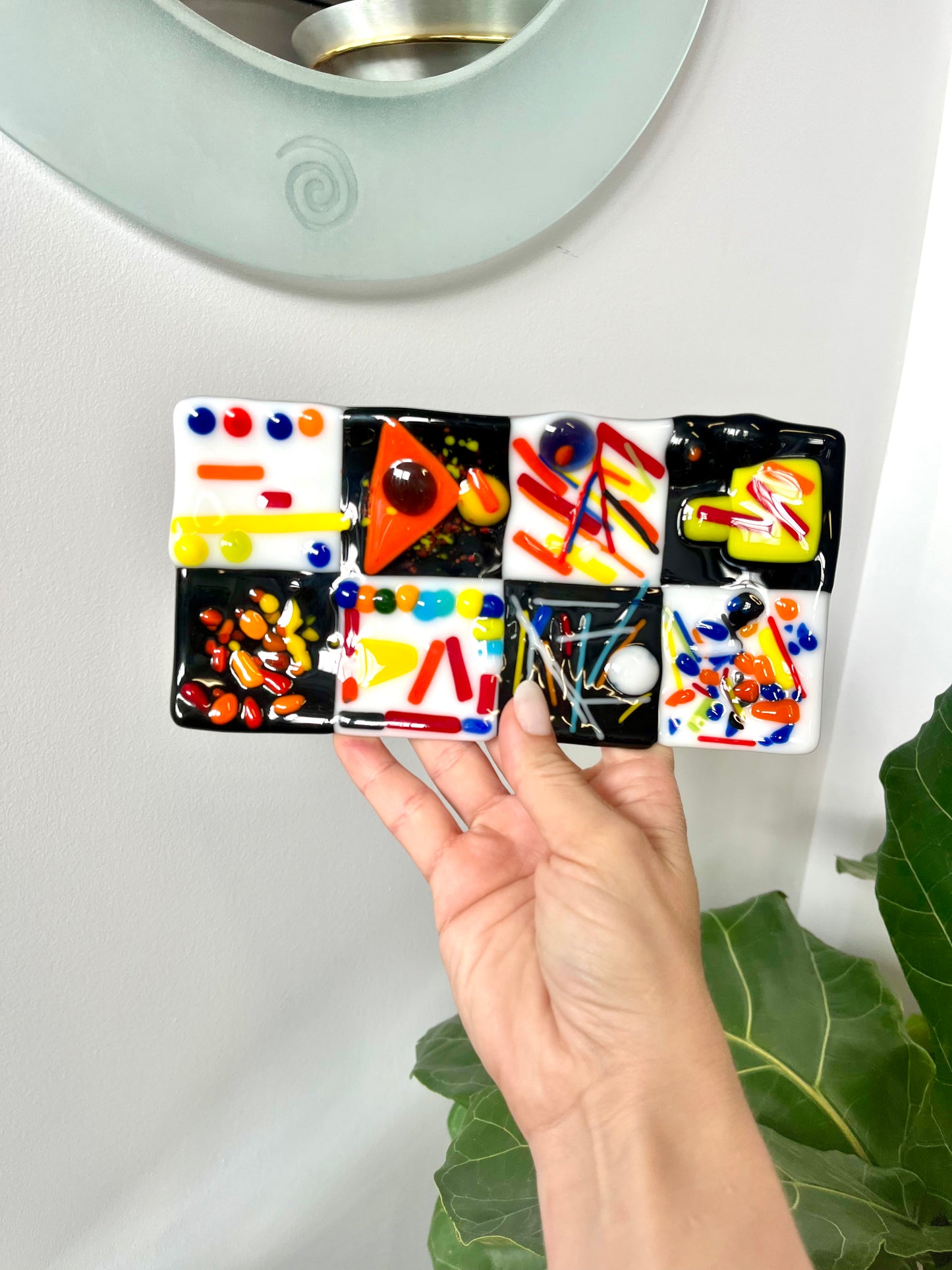 Postmodern Artist-made Fused Glass Decorative Plate
