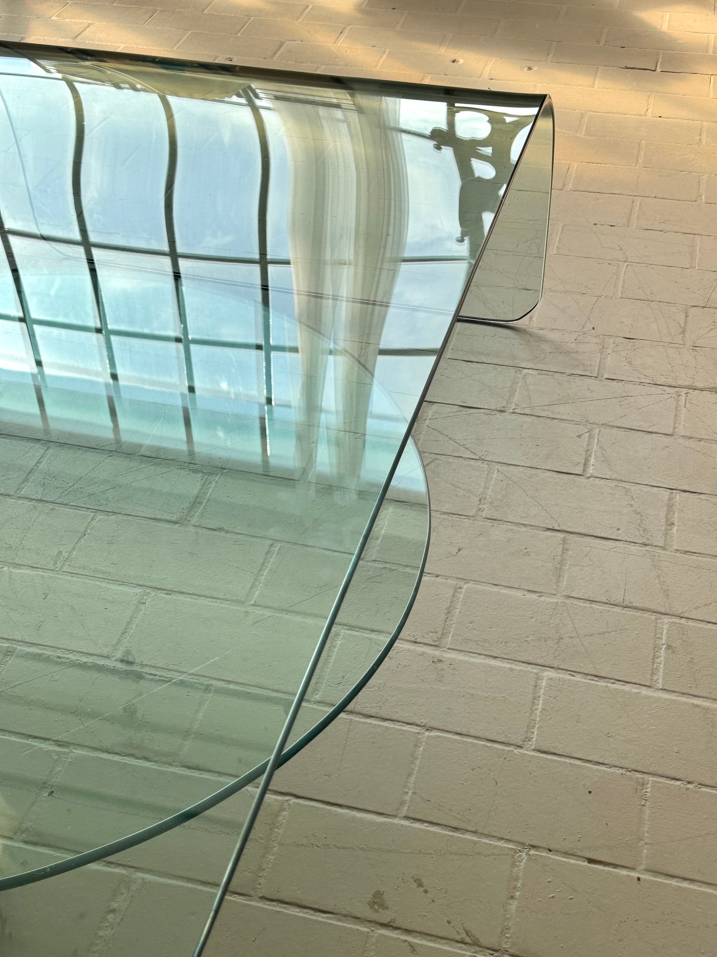 Postmodern Two-tiered Glass Waterfall Coffee Table
