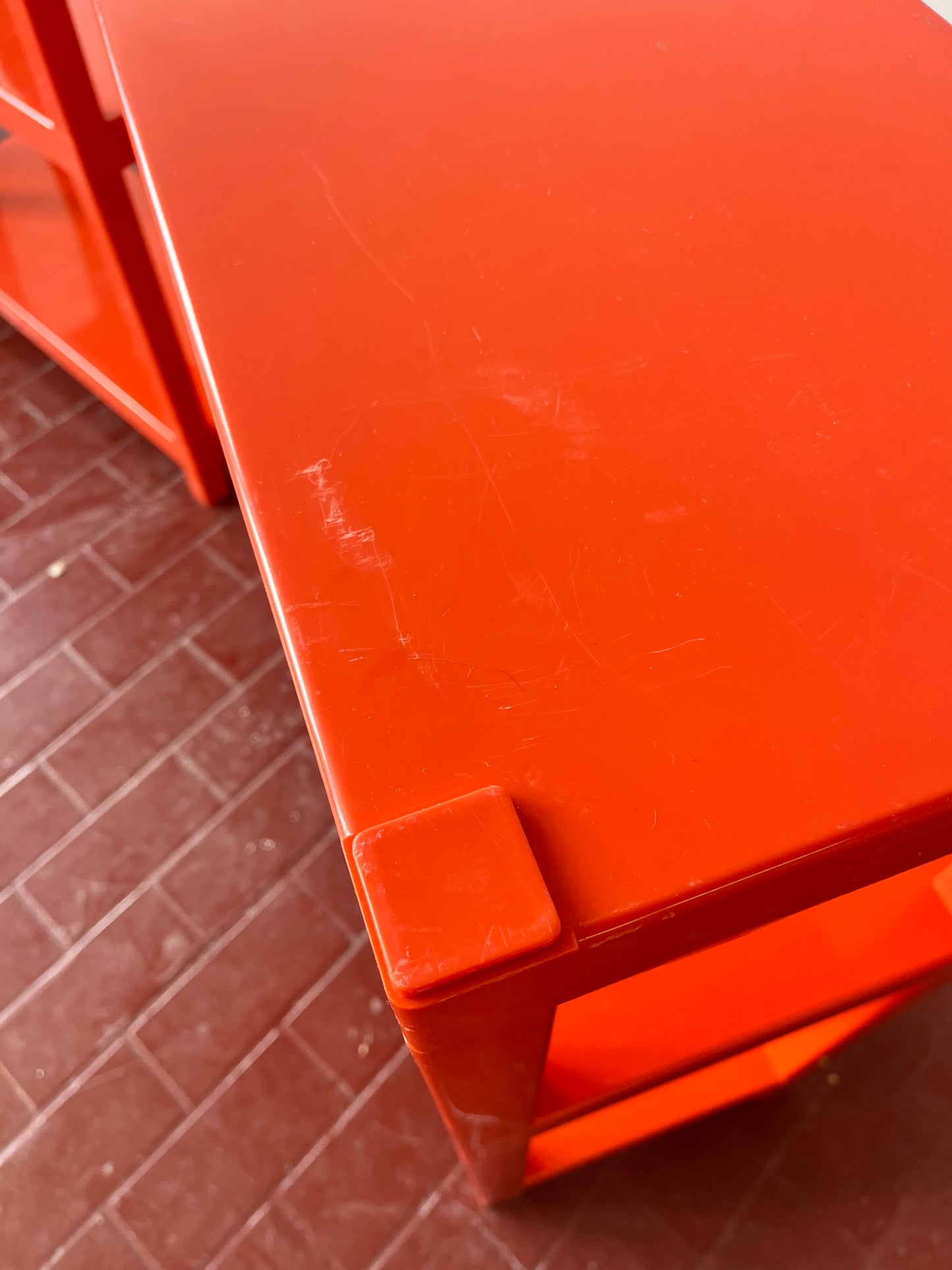 Vintage 1970s Orange Plastic Modular Shelving Set