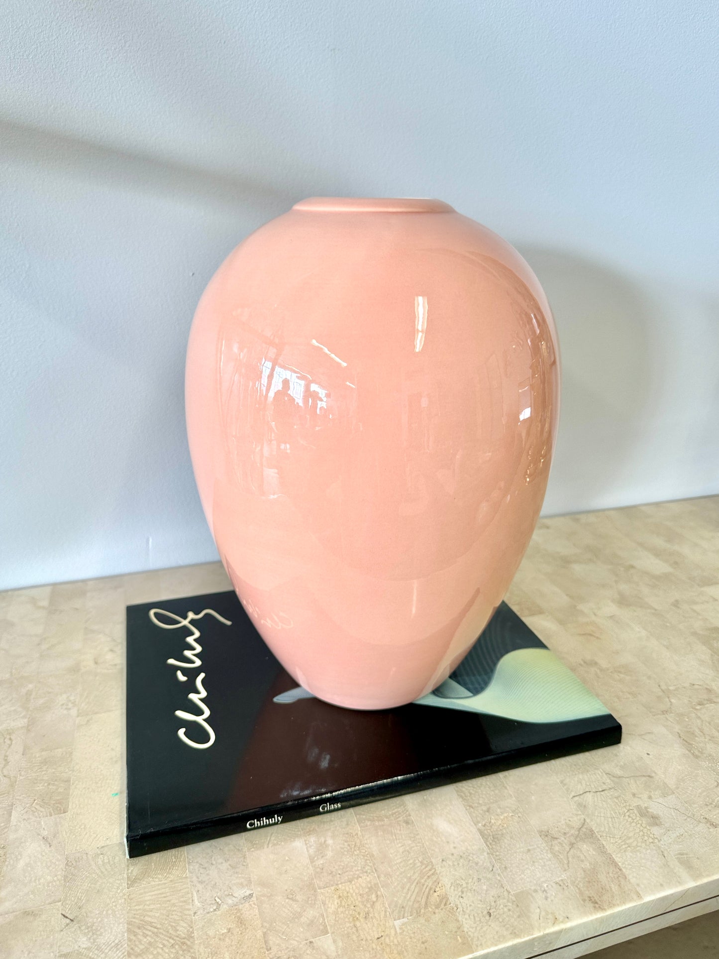 Vintage 1980s Royal Haeger Deco Style Peach Vase