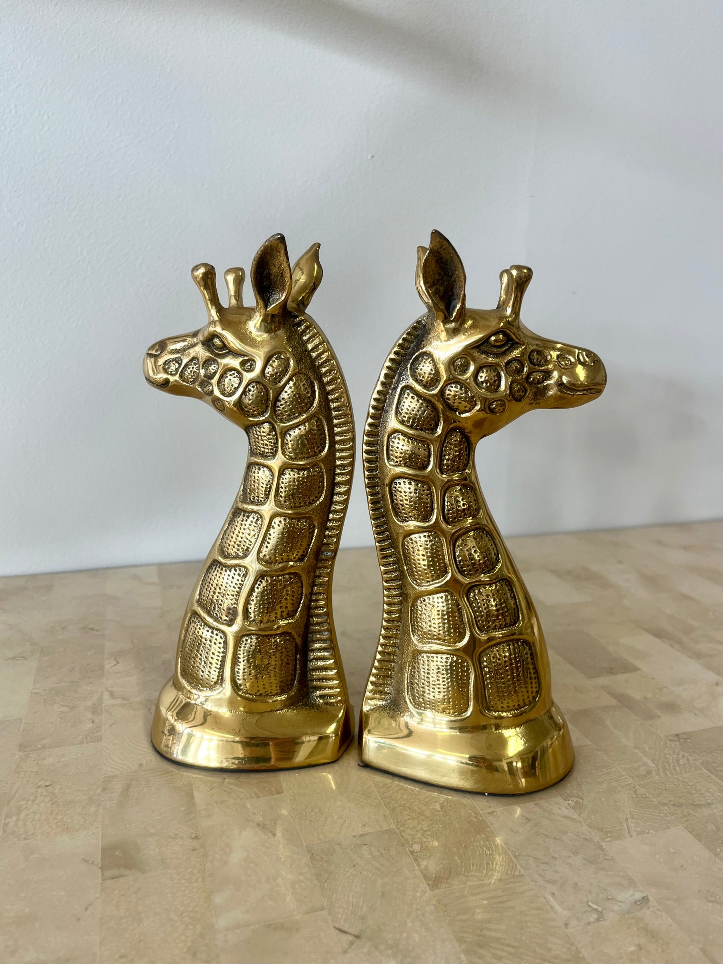 Vintage Brass Giraffe Bookends