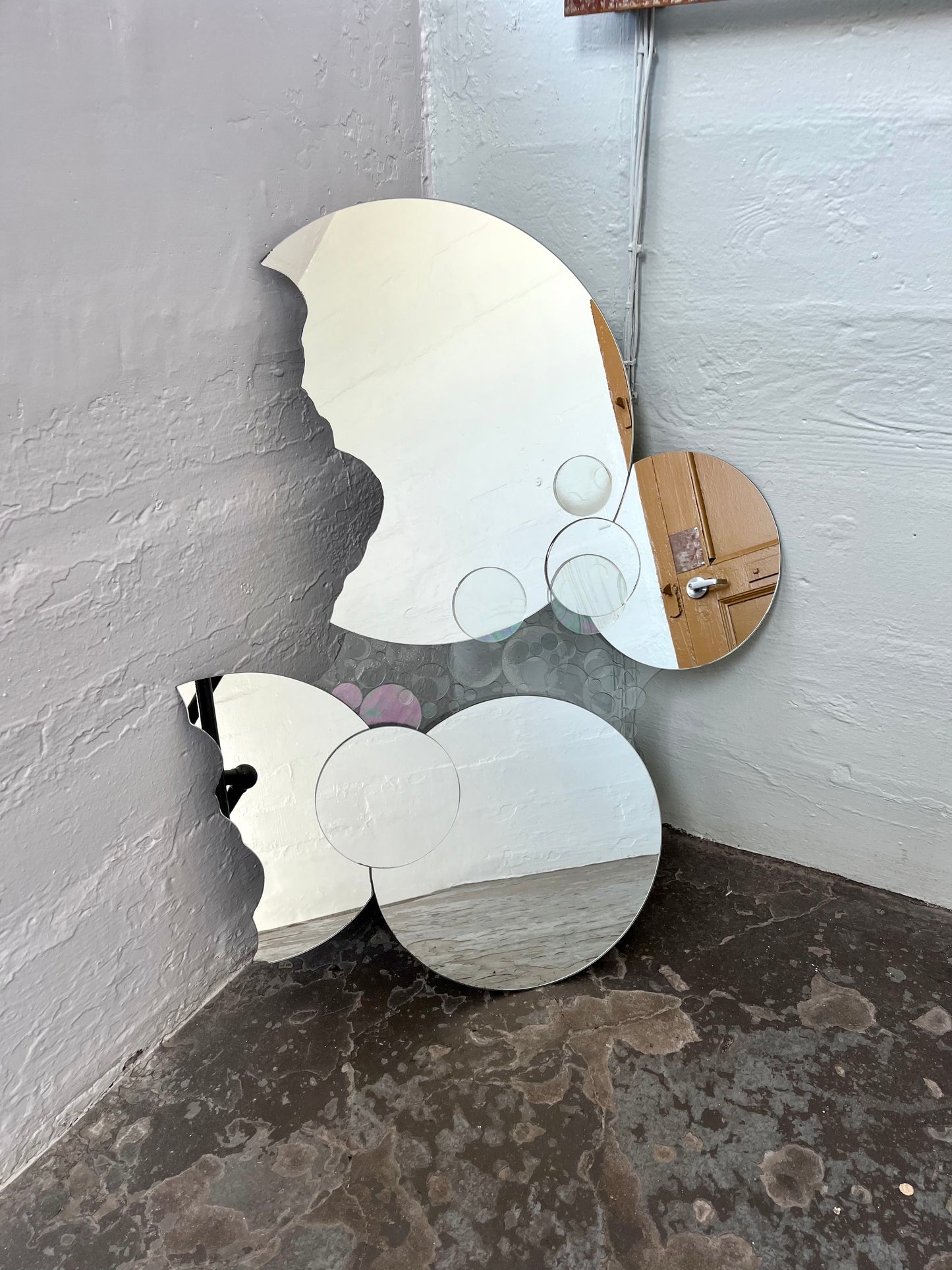 Vintage Artist-made Celestial Stacked Moon Mirror