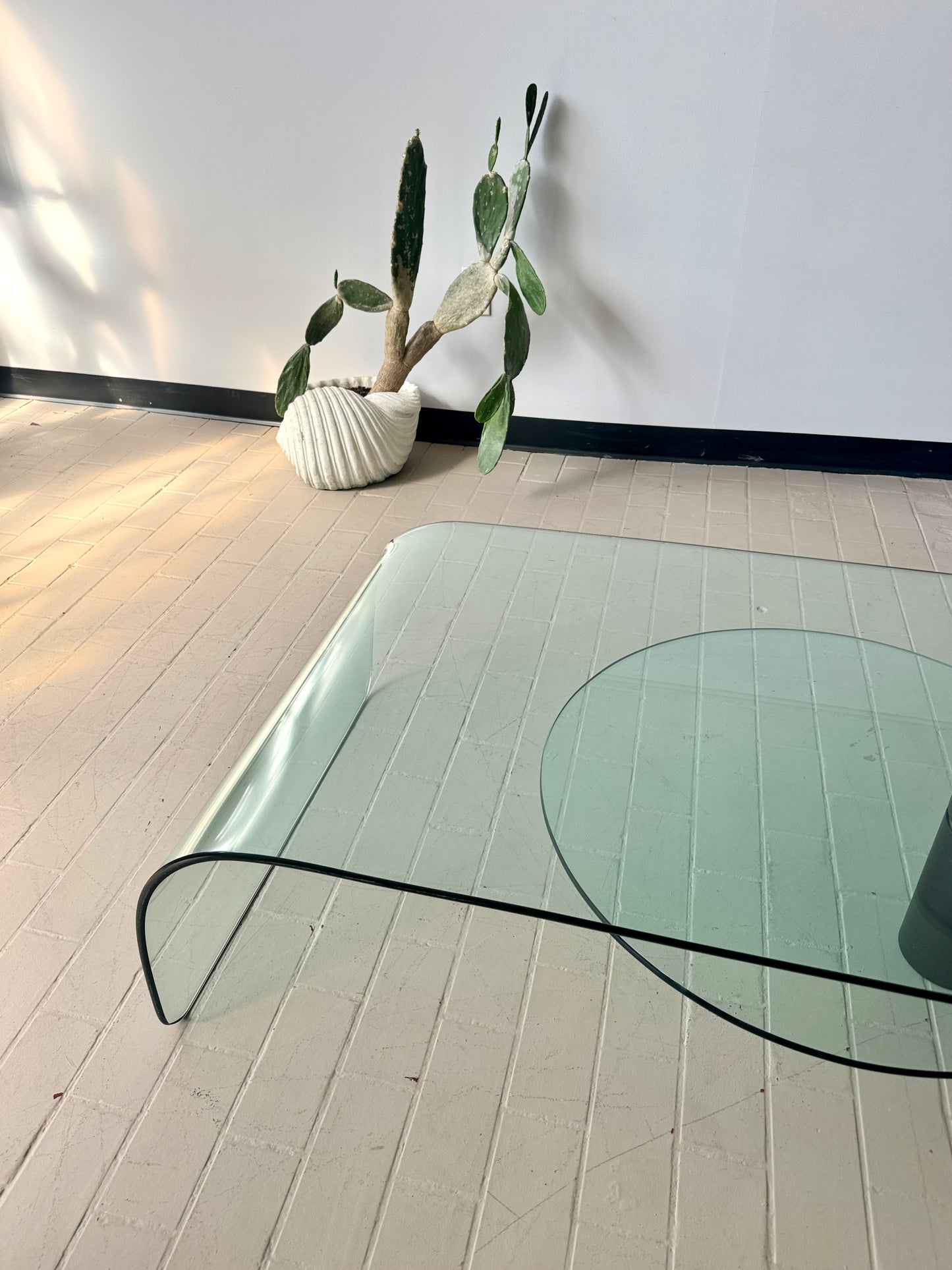 Postmodern Two-tiered Glass Waterfall Coffee Table