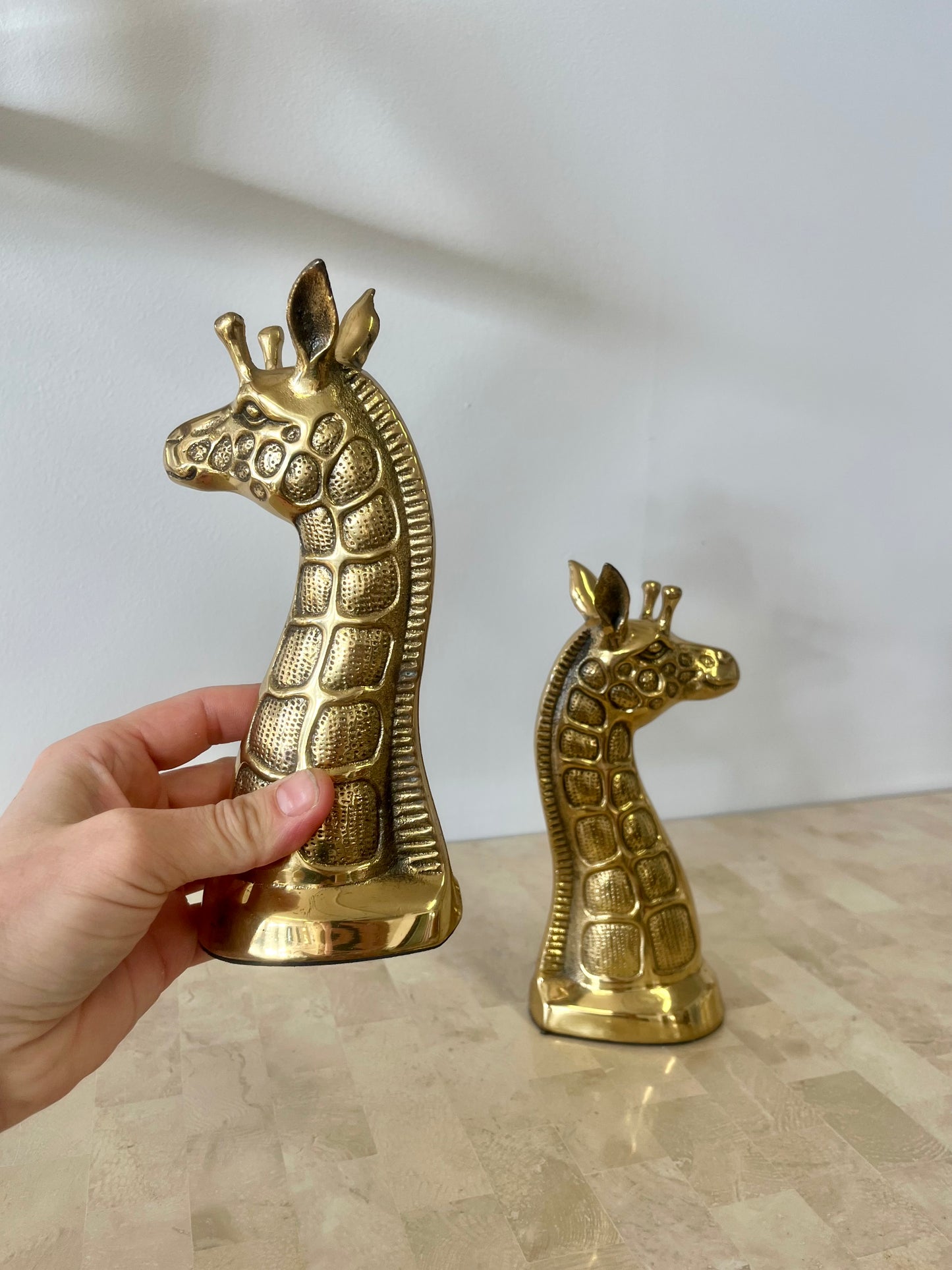 Vintage Brass Giraffe Bookends