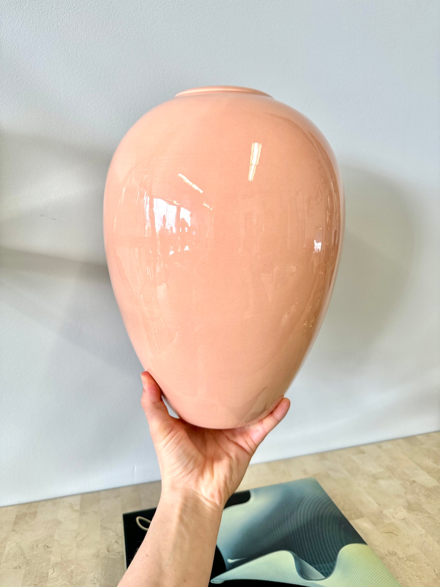 Vintage 1980s Royal Haeger Deco Style Peach Vase