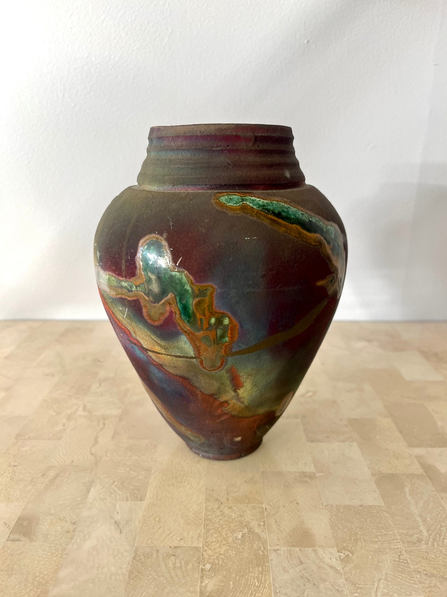 Vintage 1999 Studio Pottery Raku Vase