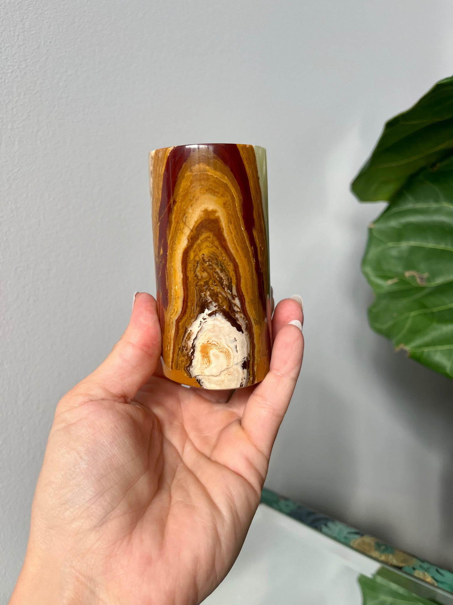 Vintage Onyx Pillar Tealight Candle Holder