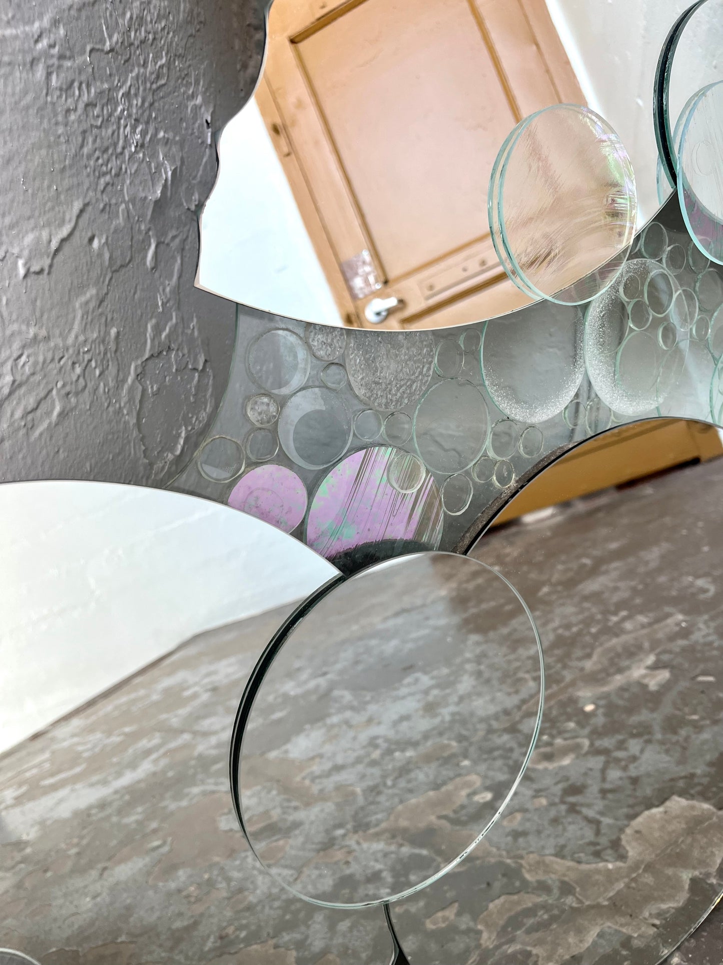 Vintage Artist-made Celestial Stacked Moon Mirror
