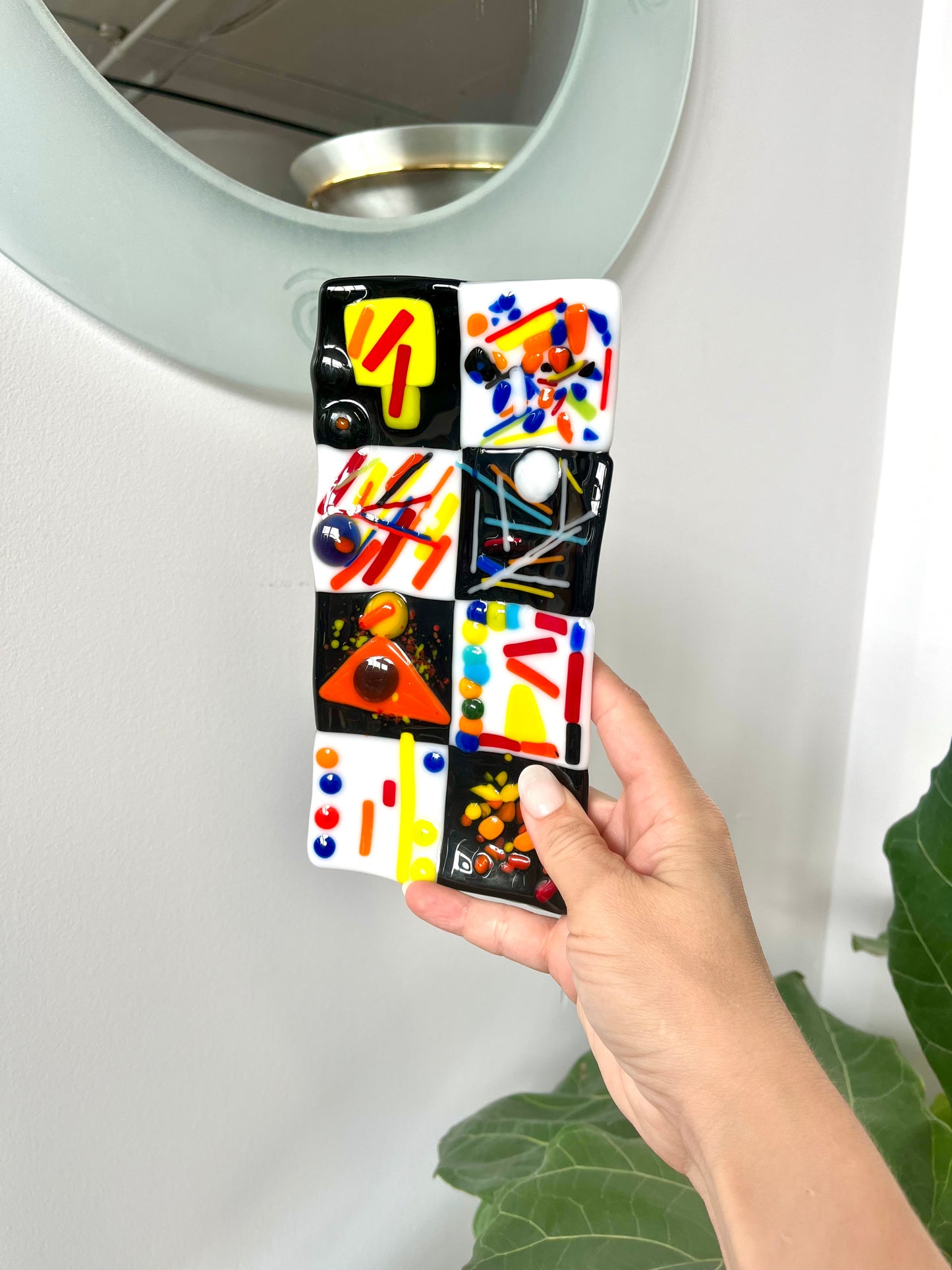 Postmodern Artist-made Fused Glass Decorative Plate