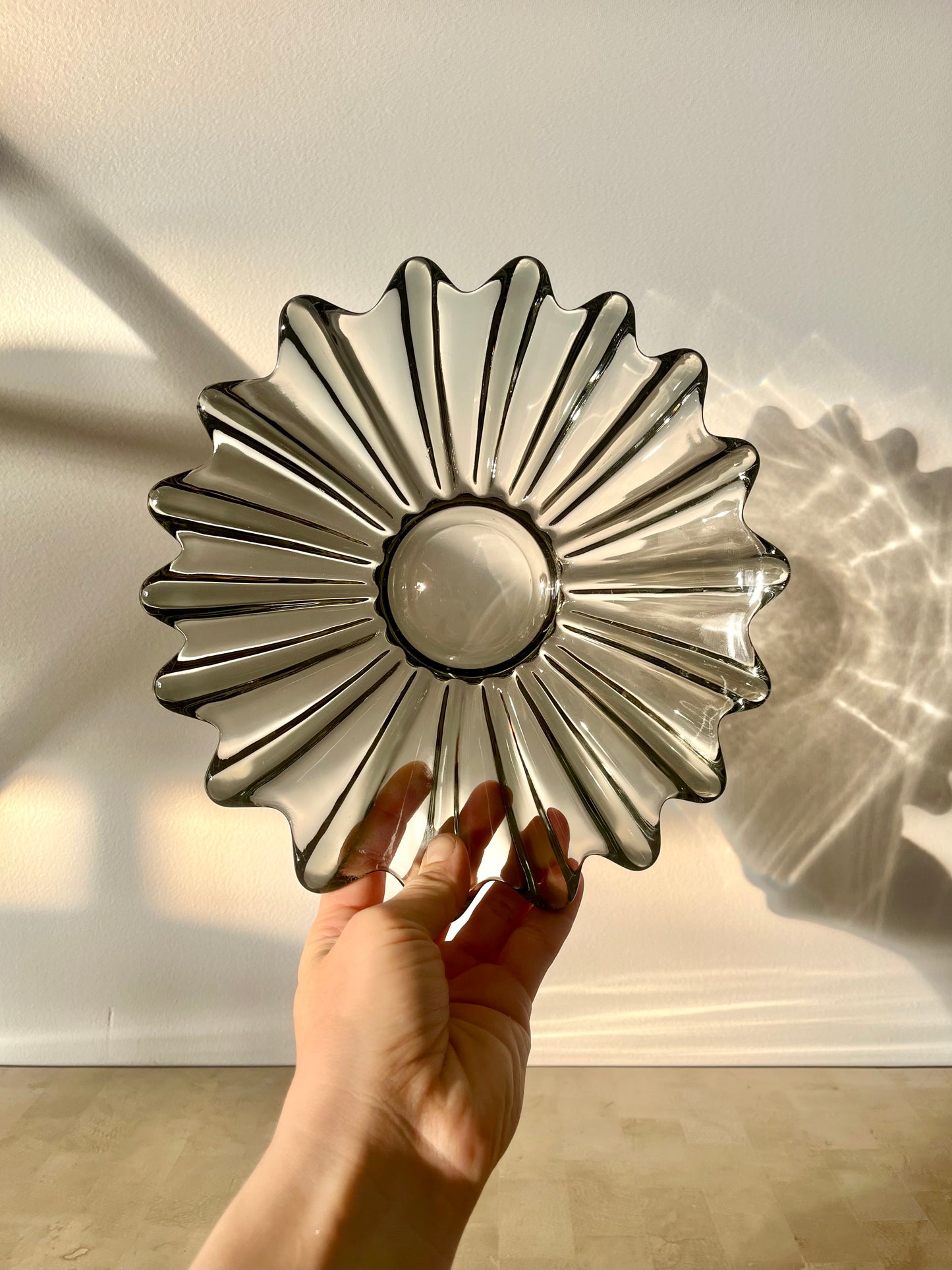 MCM Federal Glass Celestial Smokey Grey Console Dish