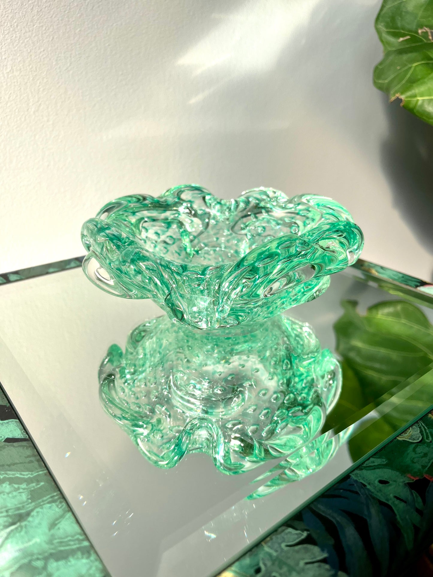 Vintage Seafoam Bullicante Murano Ashtray
