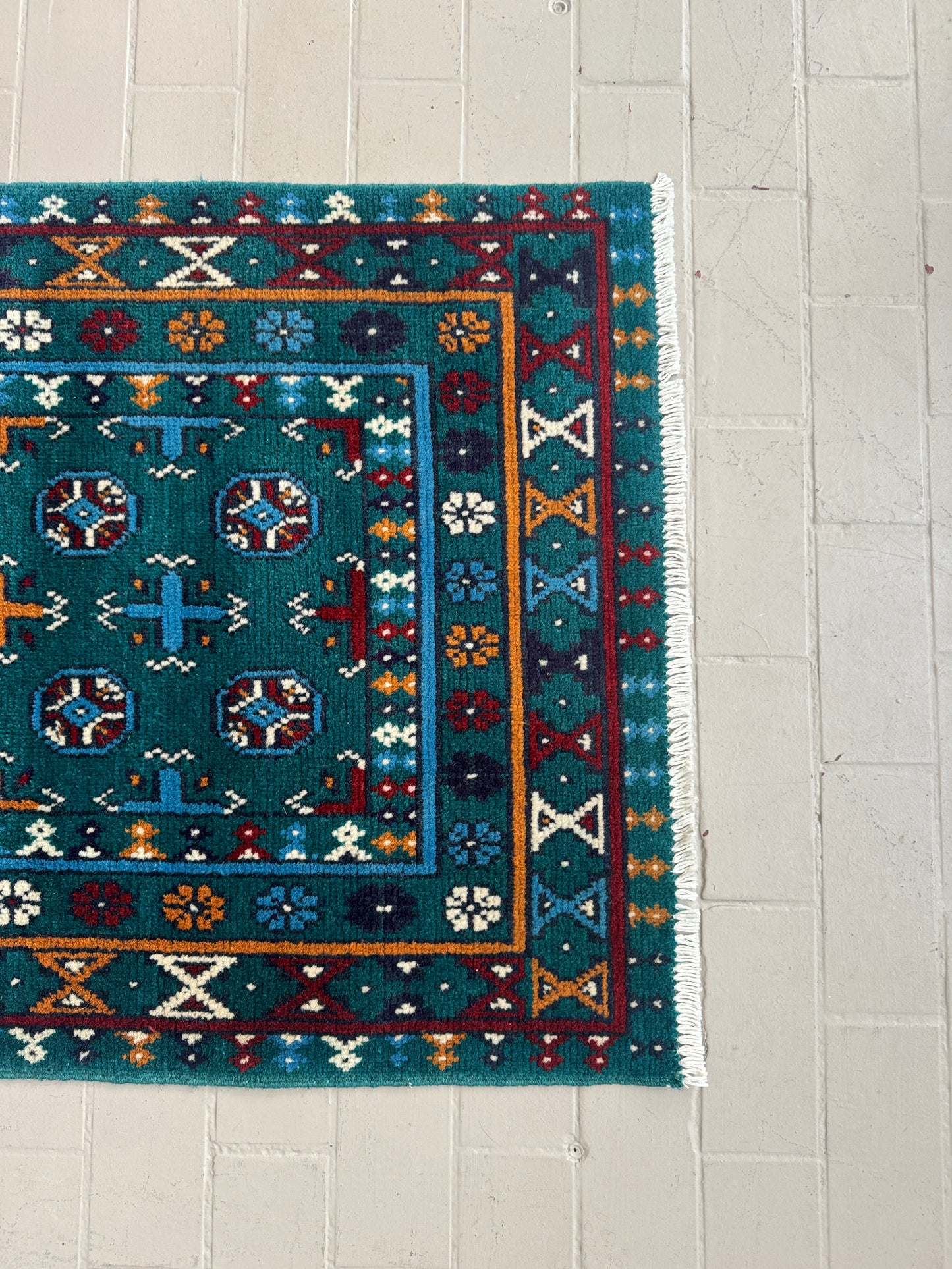 Hand Knotted Afghan Wool Rug Runner