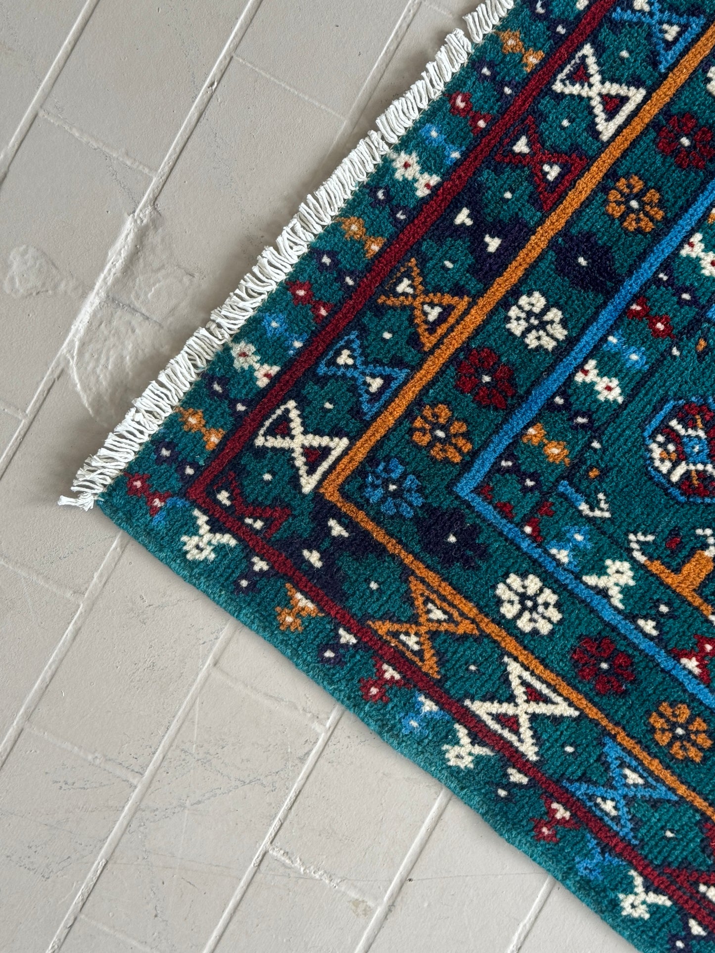 Hand Knotted Afghan Wool Rug Runner