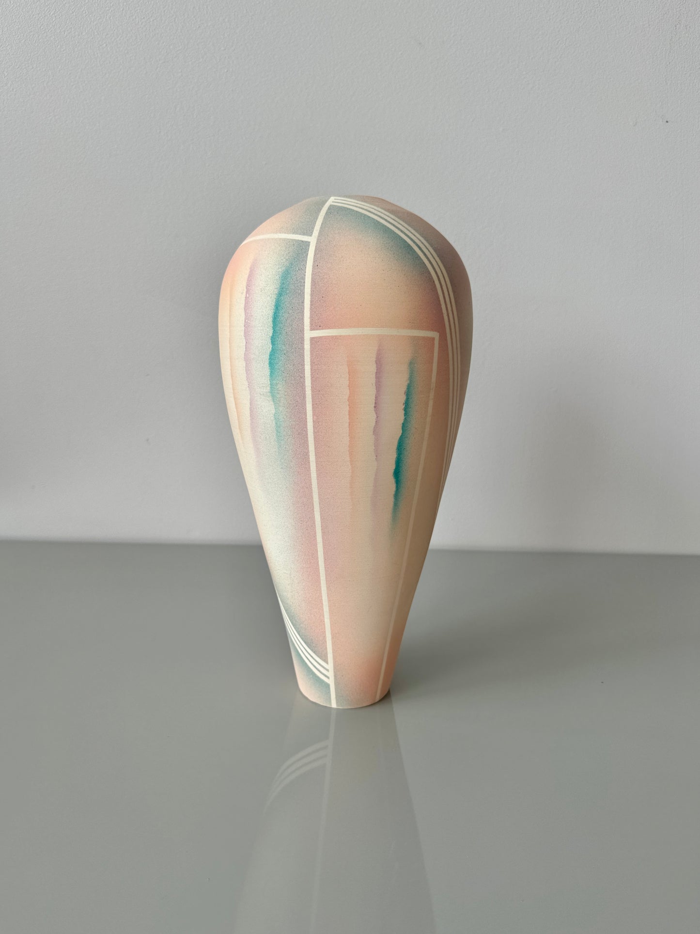 1980s Abstract Pastel Ceramic Vase