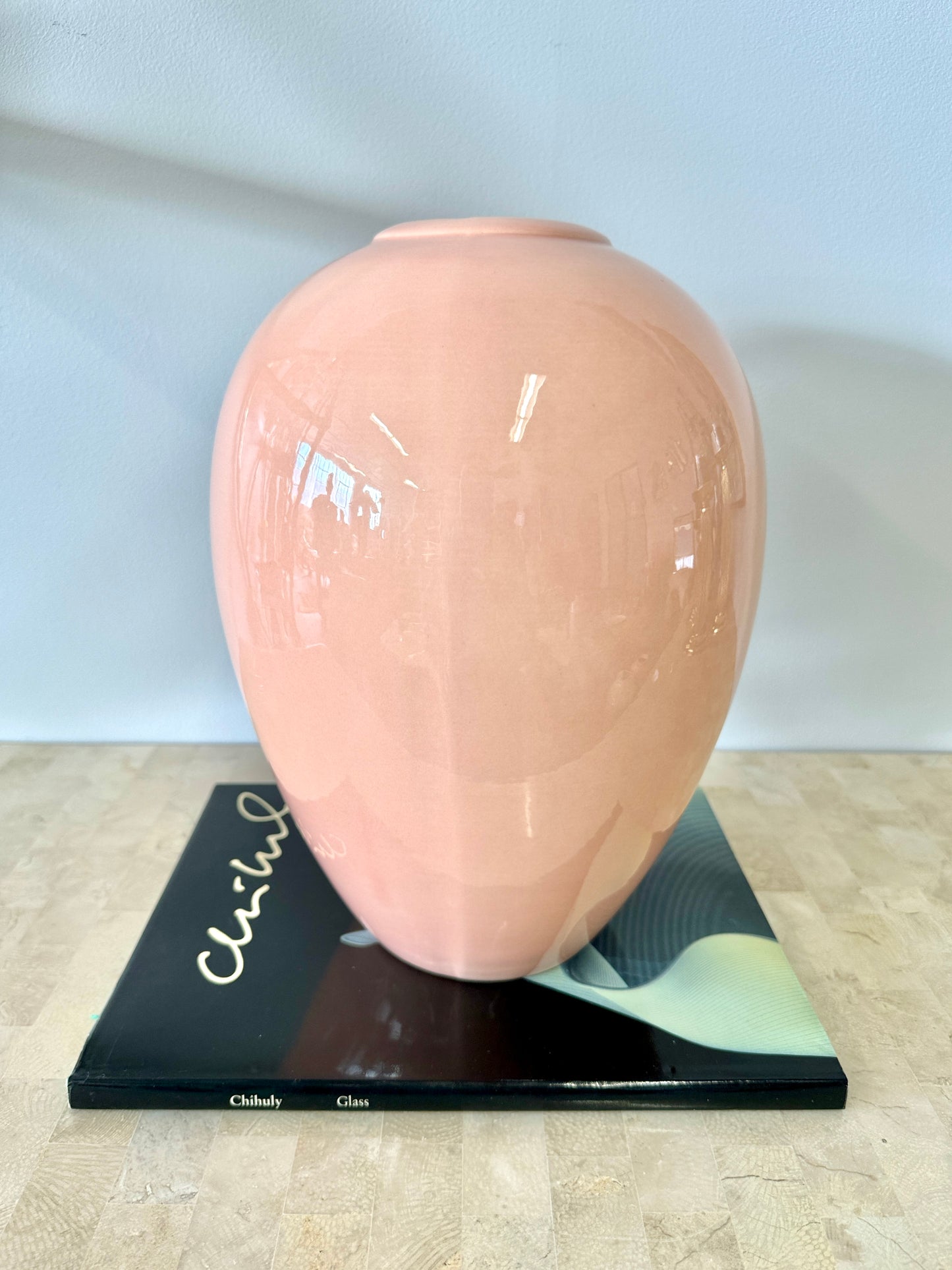 Vintage 1980s Royal Haeger Deco Style Peach Vase