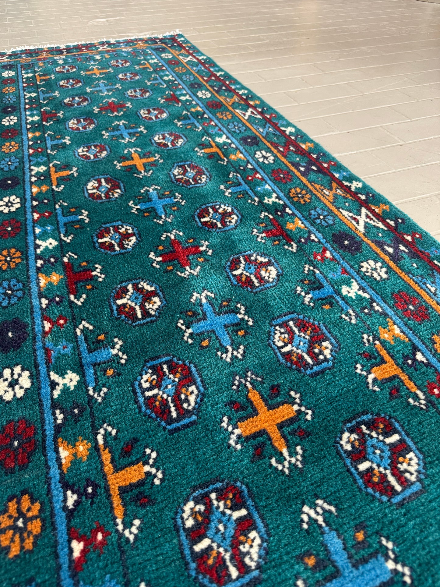 Hand Knotted Afghan Wool Rug Runner