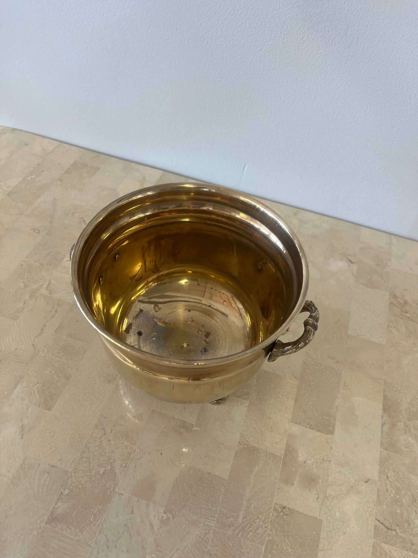 Vintage Footed Brass Planter