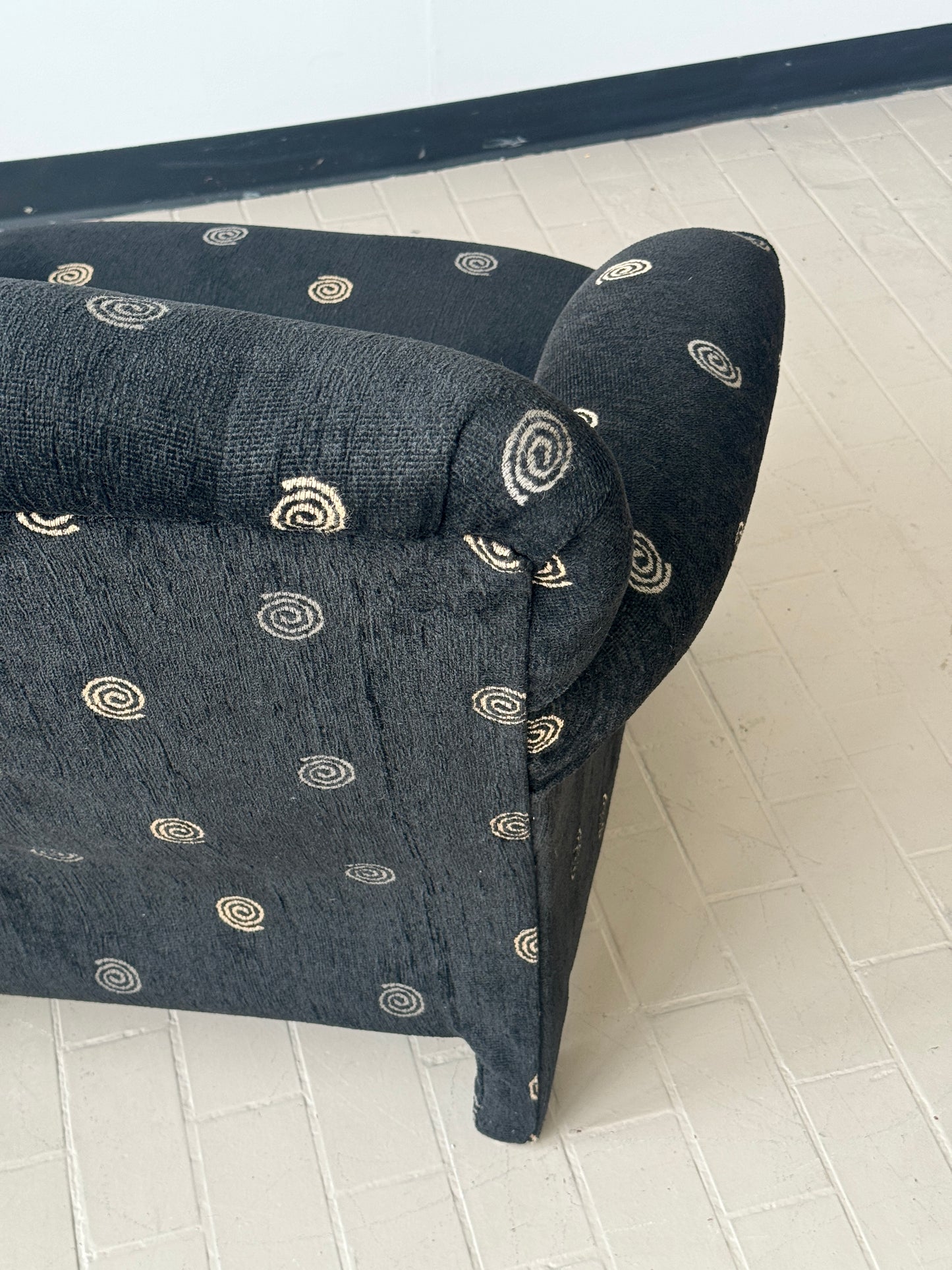 Postmodern Spiral Motif Upholstered Club Chair in the style of Donghia Luciano
