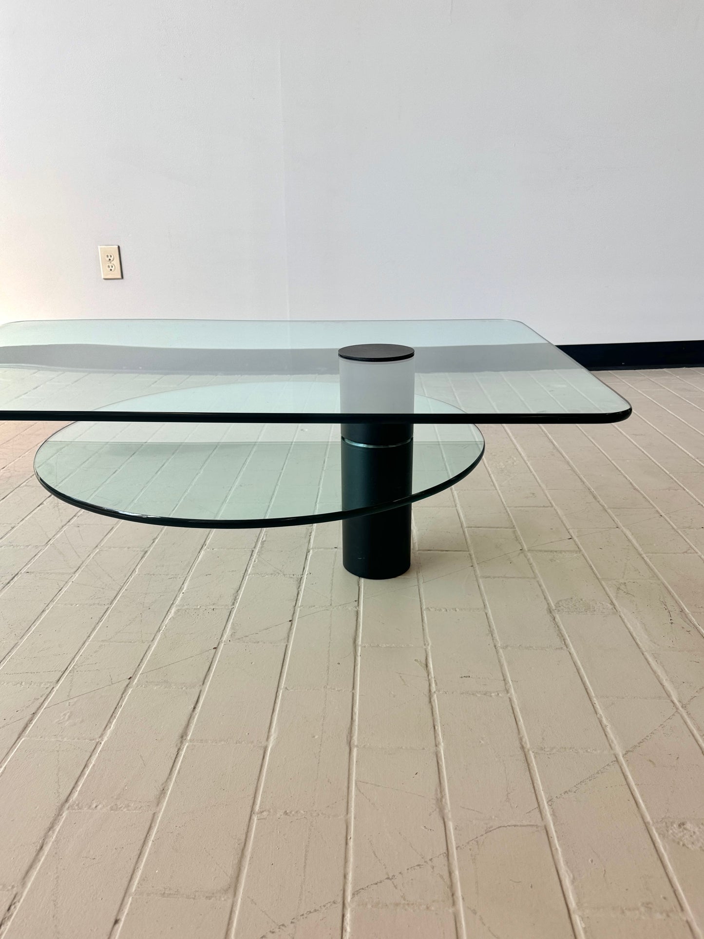Postmodern Two-tiered Glass Waterfall Coffee Table