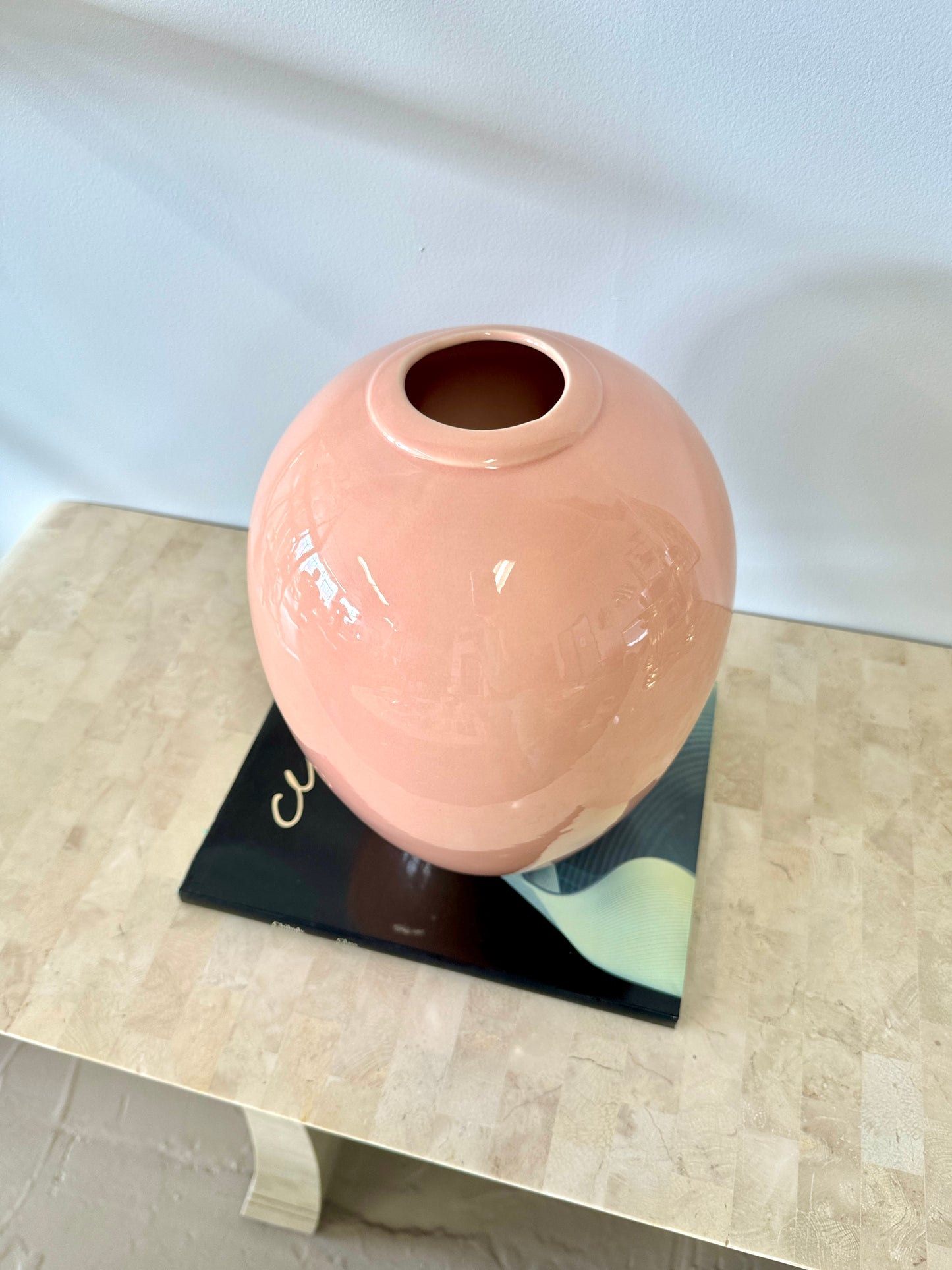Vintage 1980s Royal Haeger Deco Style Peach Vase