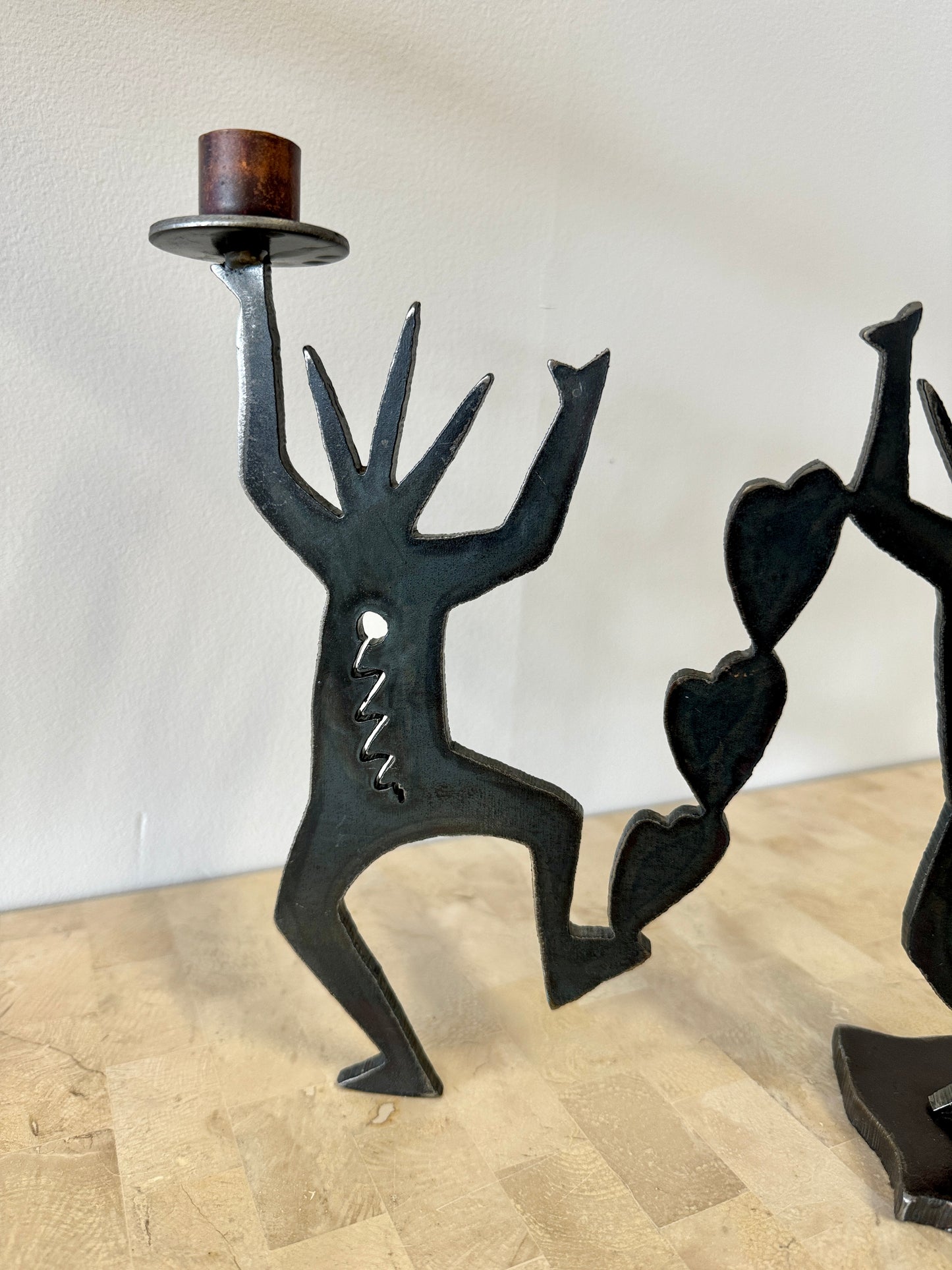 Vintage 1996 Ivan McLean Cut Steel Dancing Figures Candelabra