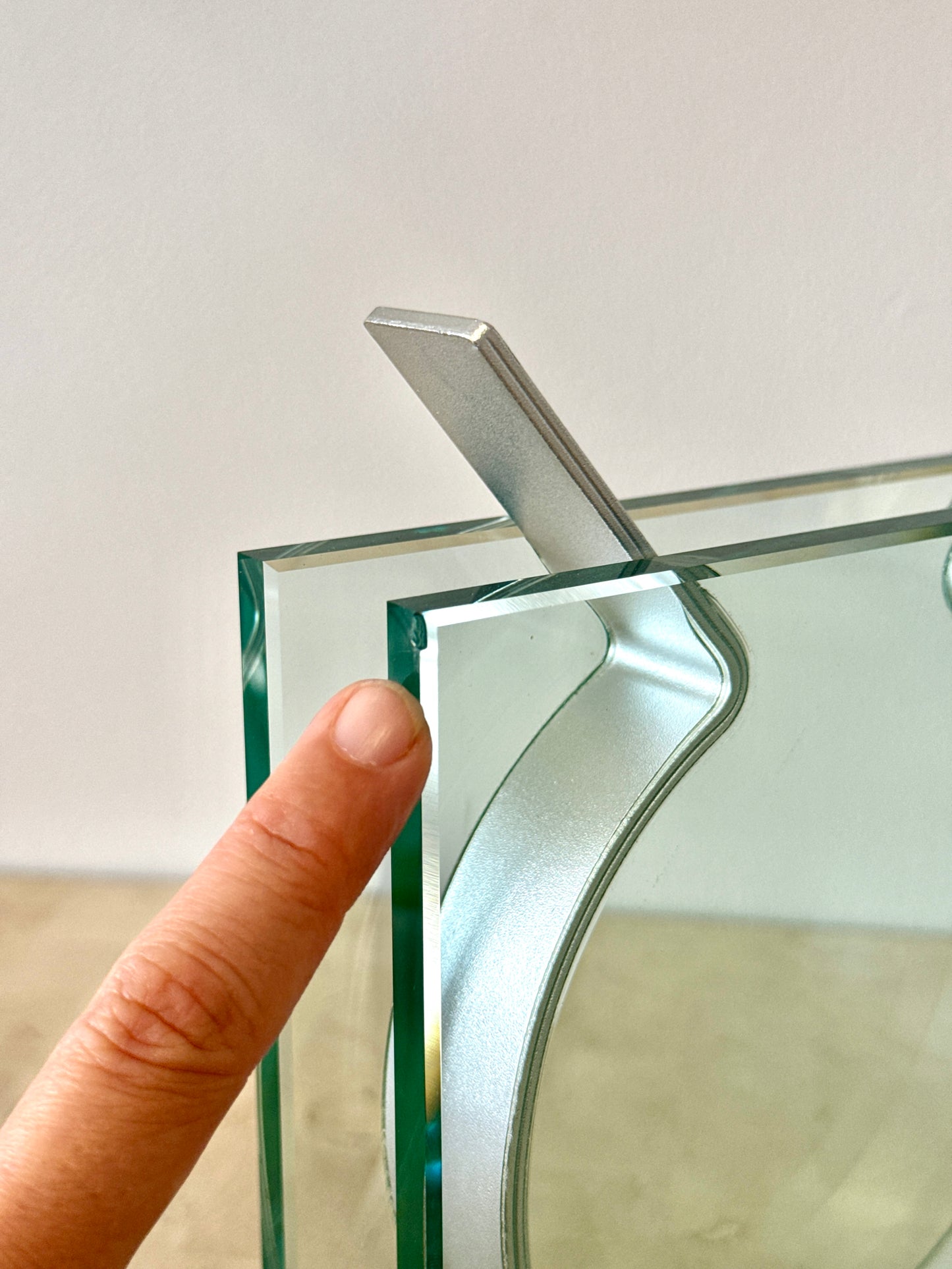 Postmodern Glass & Aluminum Ribbon Vase