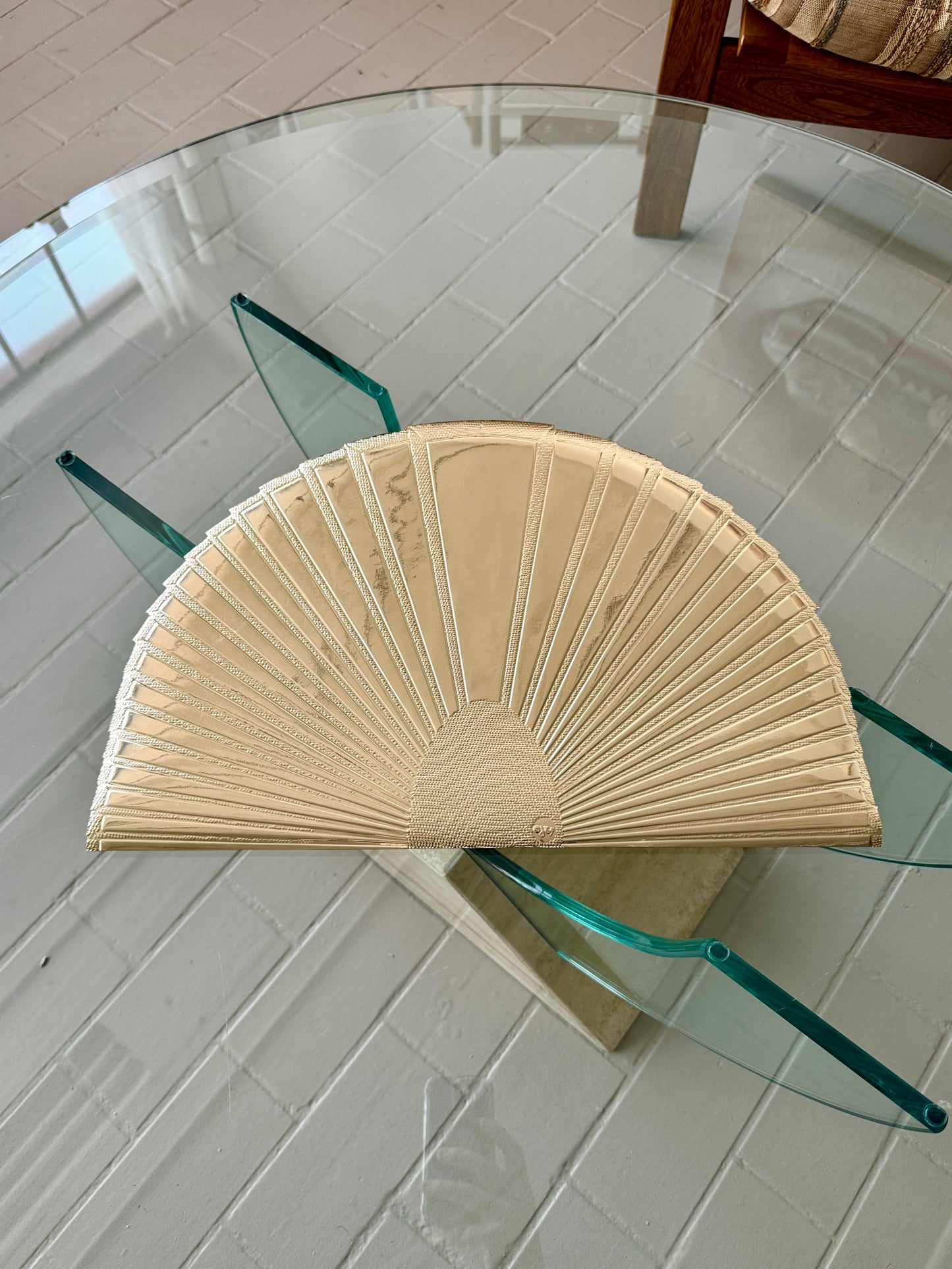 Vintage 1980s Deco Revival Gold Fan Placemats - Set 10