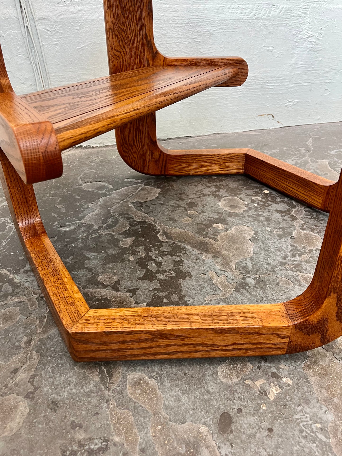 Vintage Postmodern Lou Hodges Style Oak Hexagon End Table