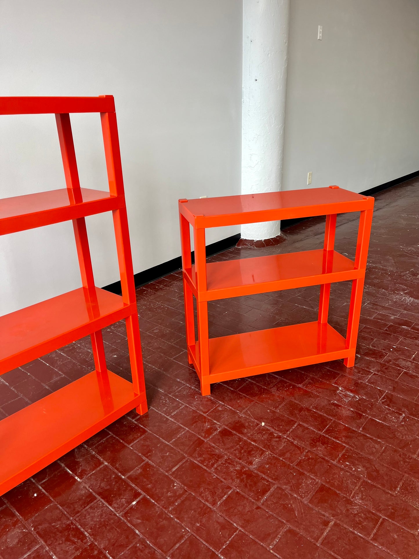 Vintage 1970s Orange Plastic Modular Shelving Set