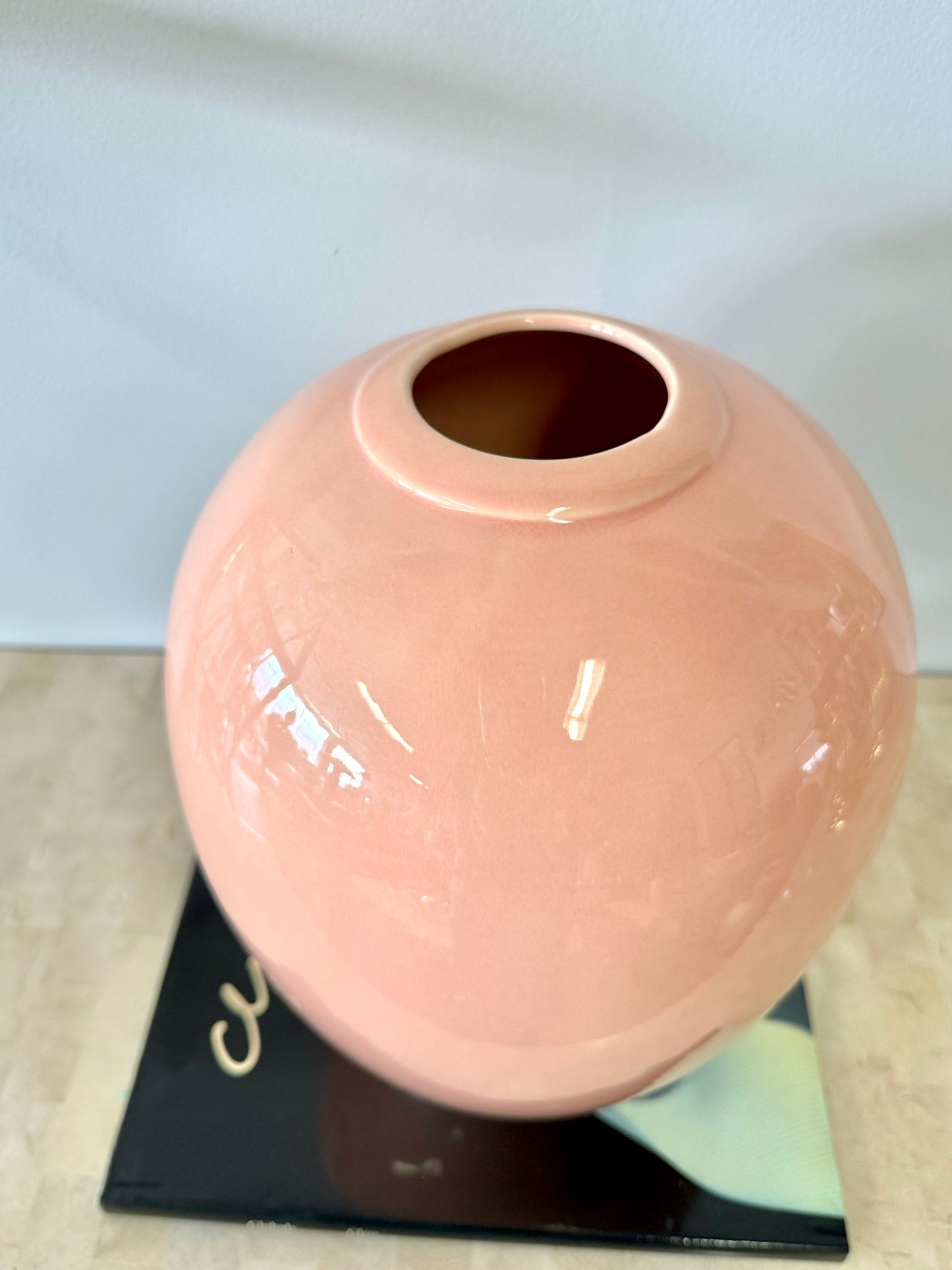 Vintage 1980s Royal Haeger Deco Style Peach Vase