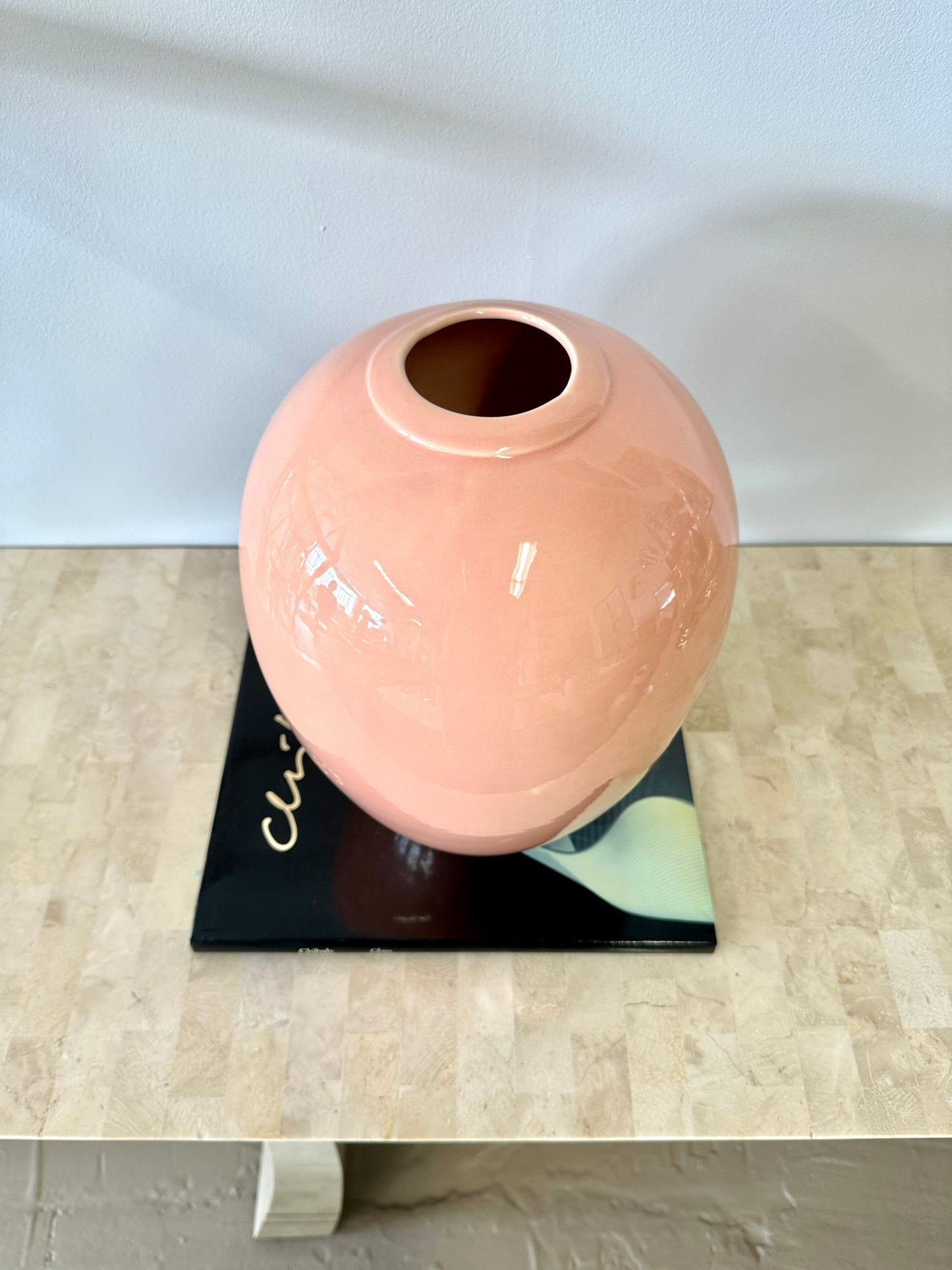 Vintage 1980s Royal Haeger Deco Style Peach Vase