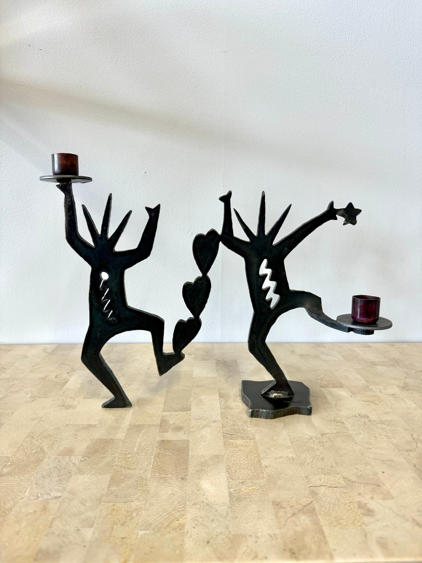 Vintage 1996 Ivan McLean Cut Steel Dancing Figures Candelabra