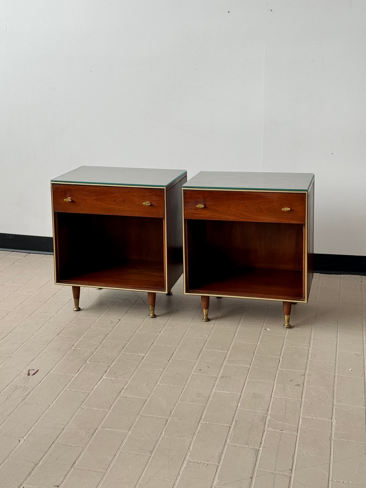 Pair MCM RWay Walnut Nightstands