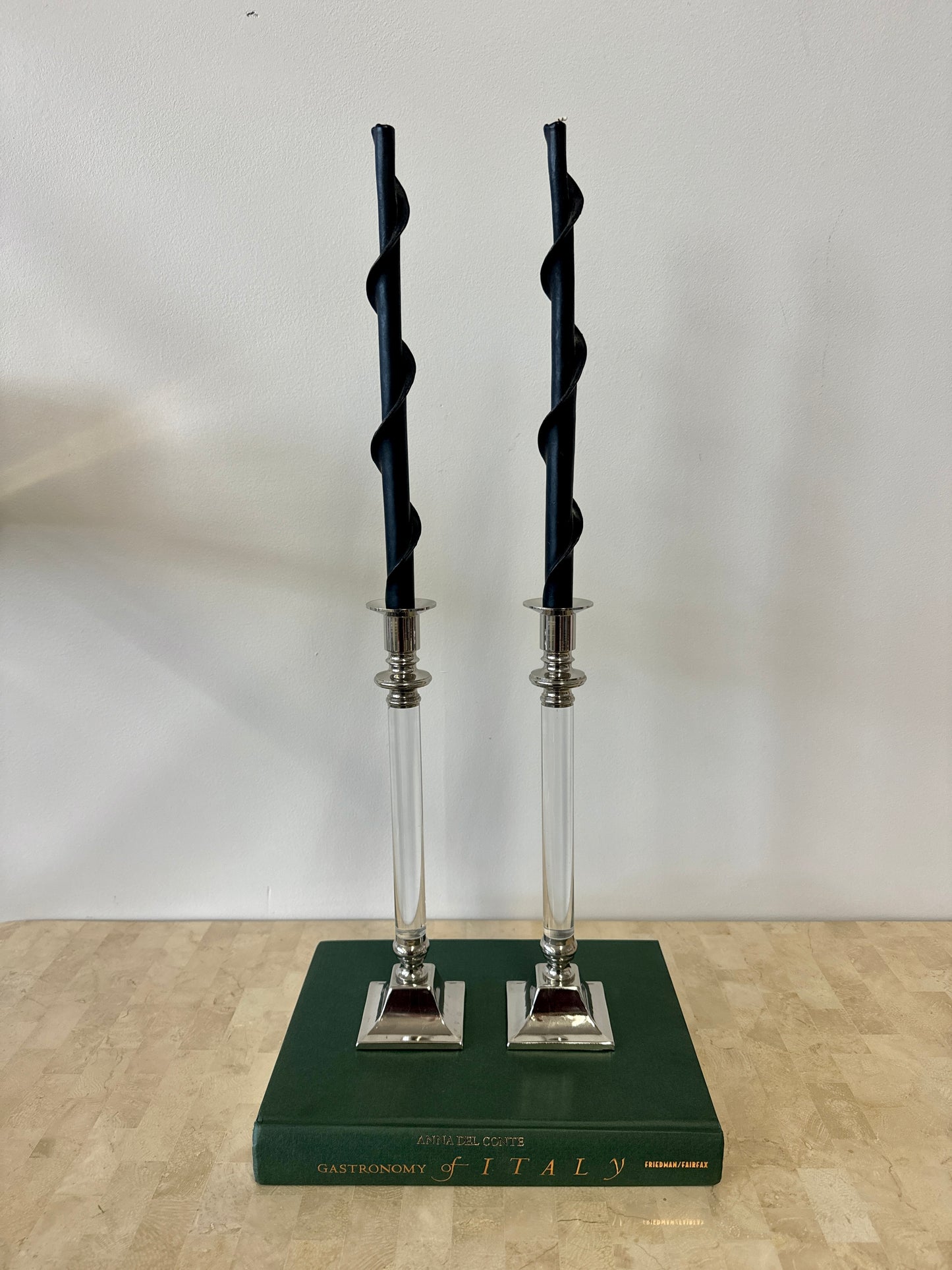 Vintage Lucite & Silverplate Candlesticks