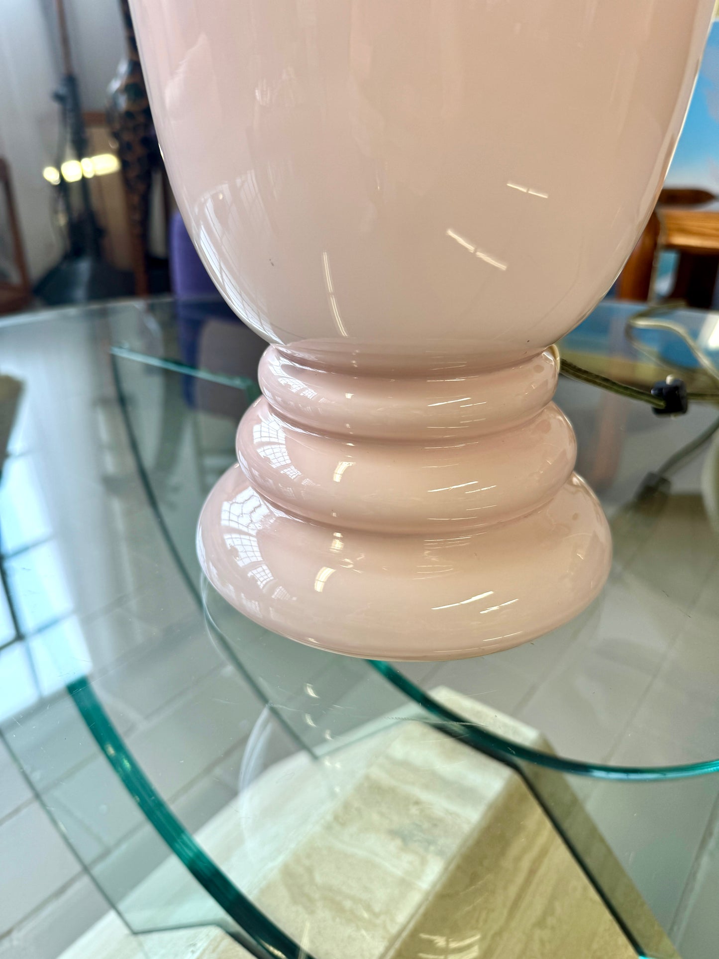 Vintage CVV Vianne French Pink Cased Glass Lamp
