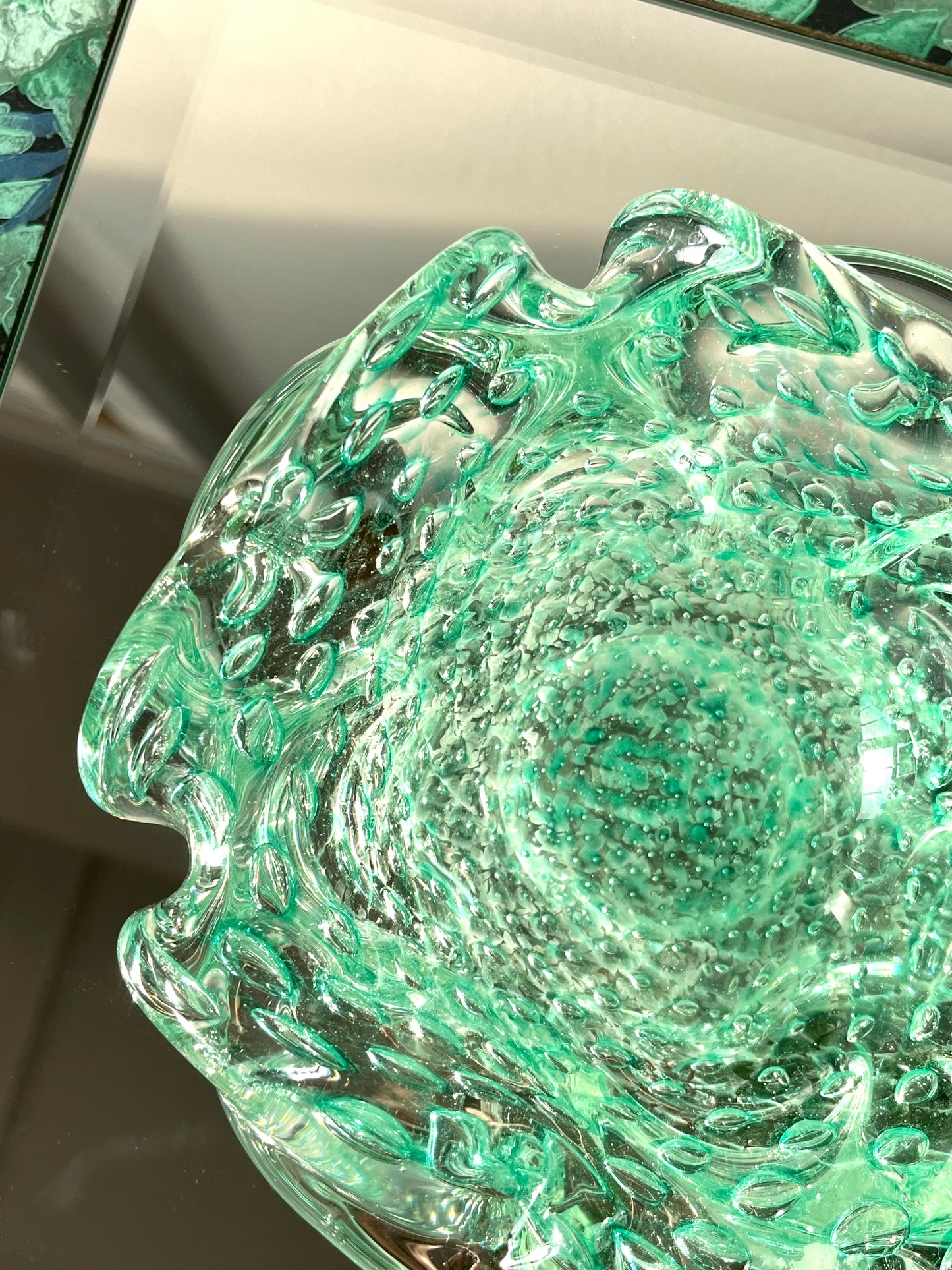 Vintage Seafoam Bullicante Murano Ashtray