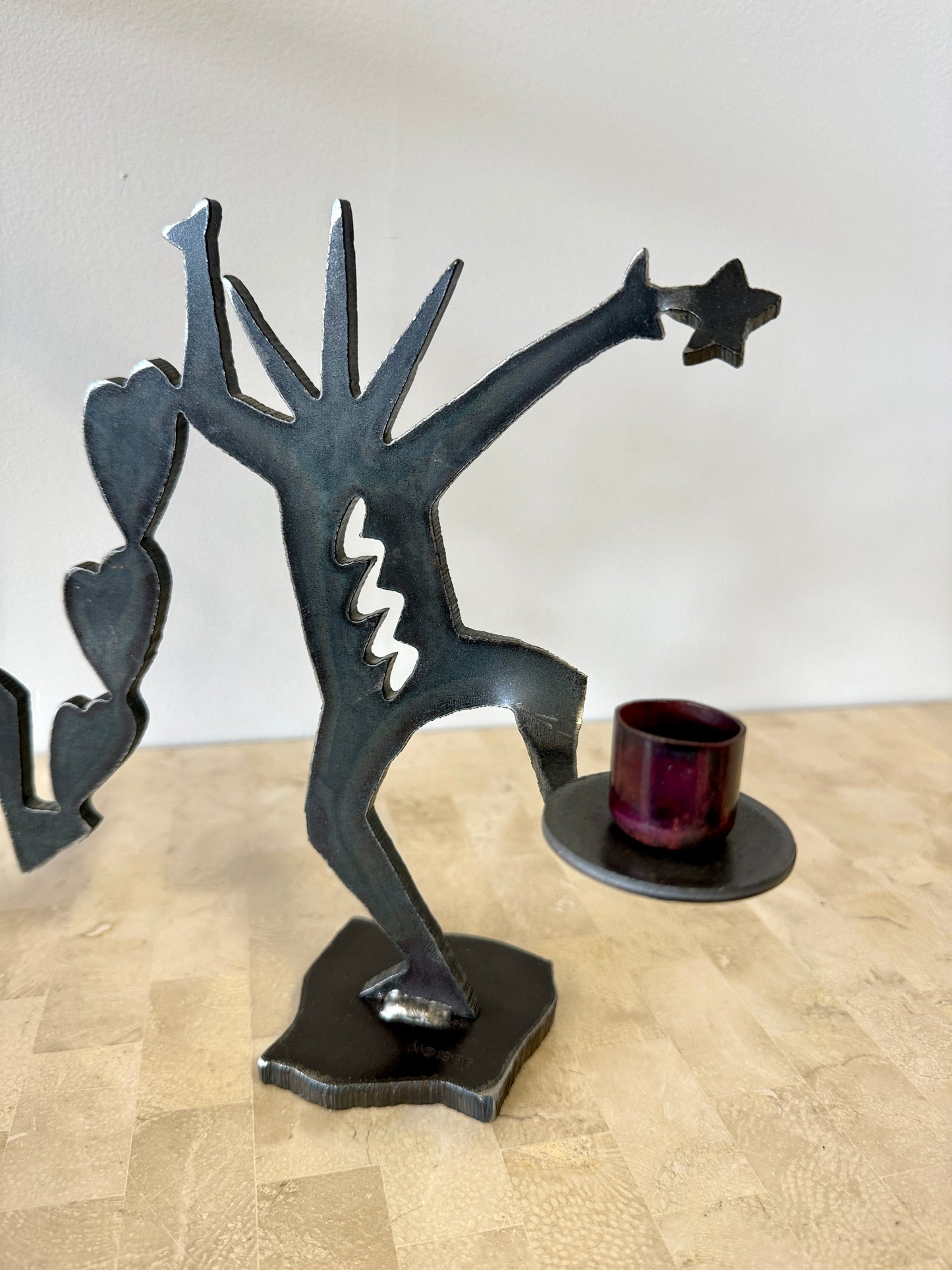 Vintage 1996 Ivan McLean Cut Steel Dancing Figures Candelabra