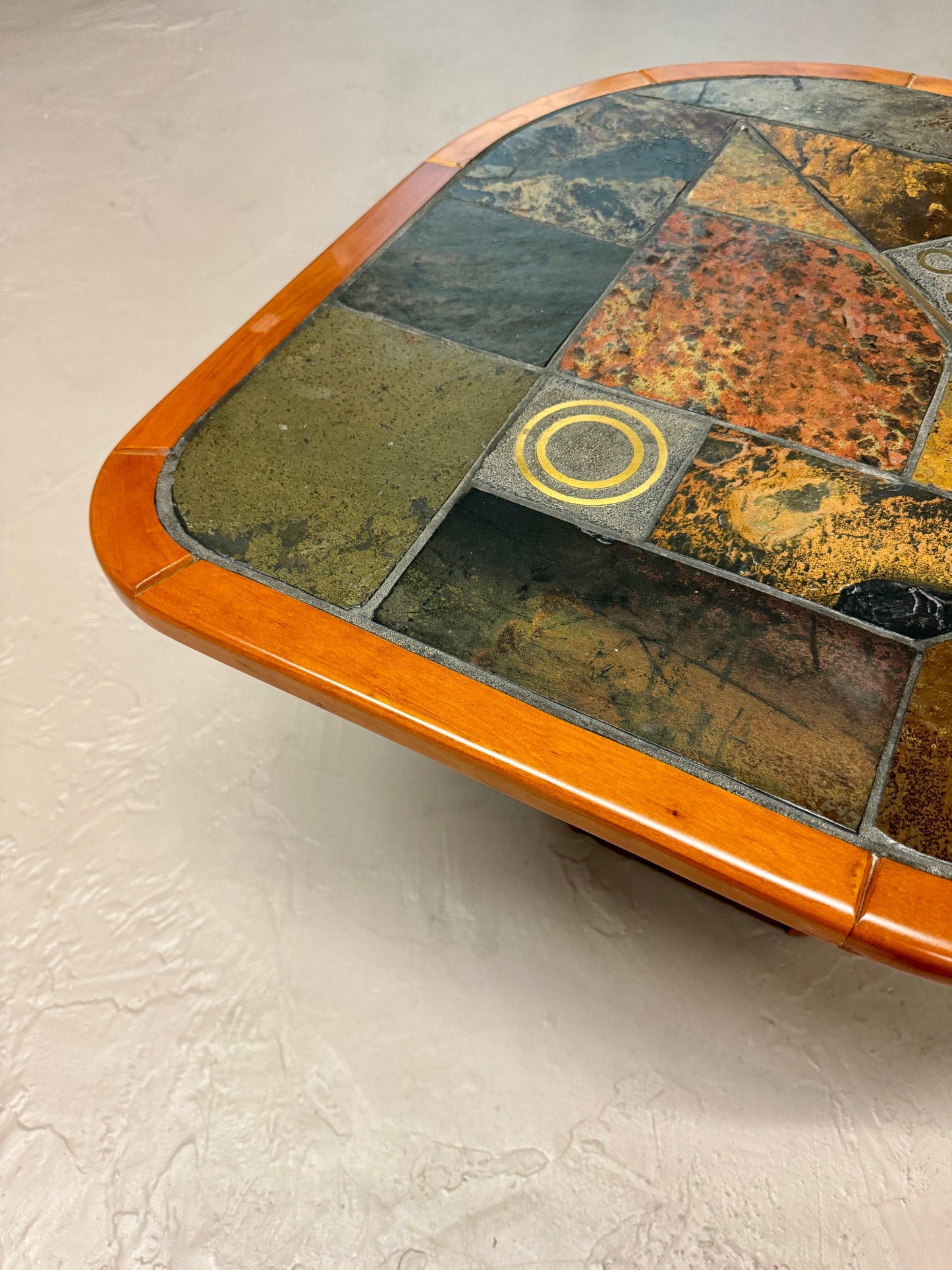 Vintage Paul Kingma Style Mosaic Slate End Table