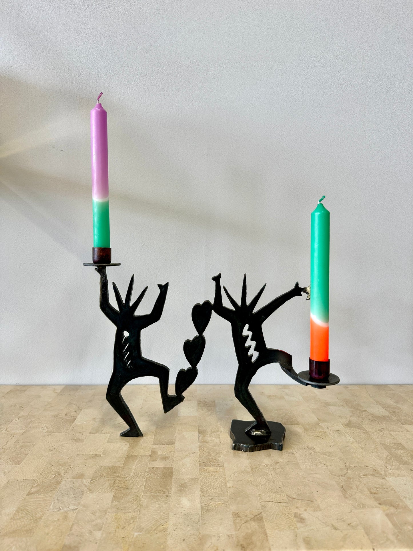 Vintage 1996 Ivan McLean Cut Steel Dancing Figures Candelabra