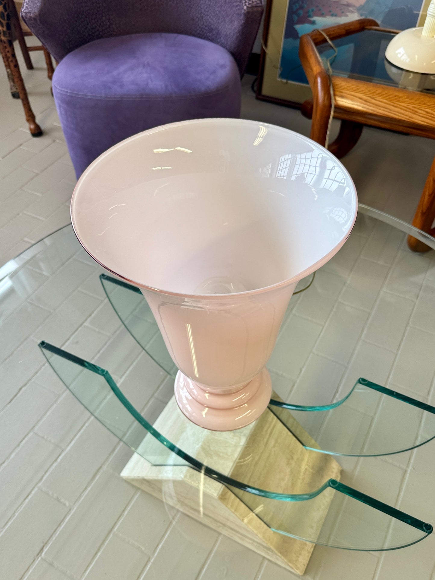 Vintage CVV Vianne French Pink Cased Glass Lamp