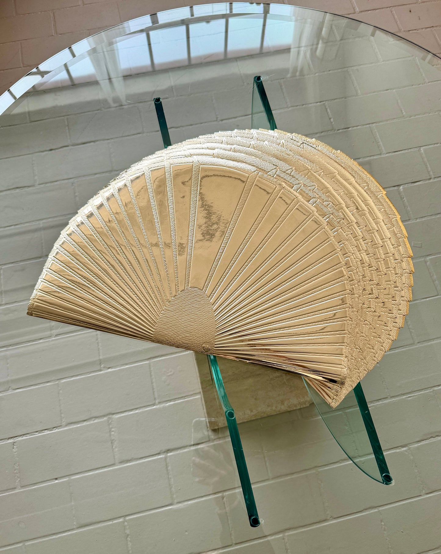 Vintage 1980s Deco Revival Gold Fan Placemats - Set 10