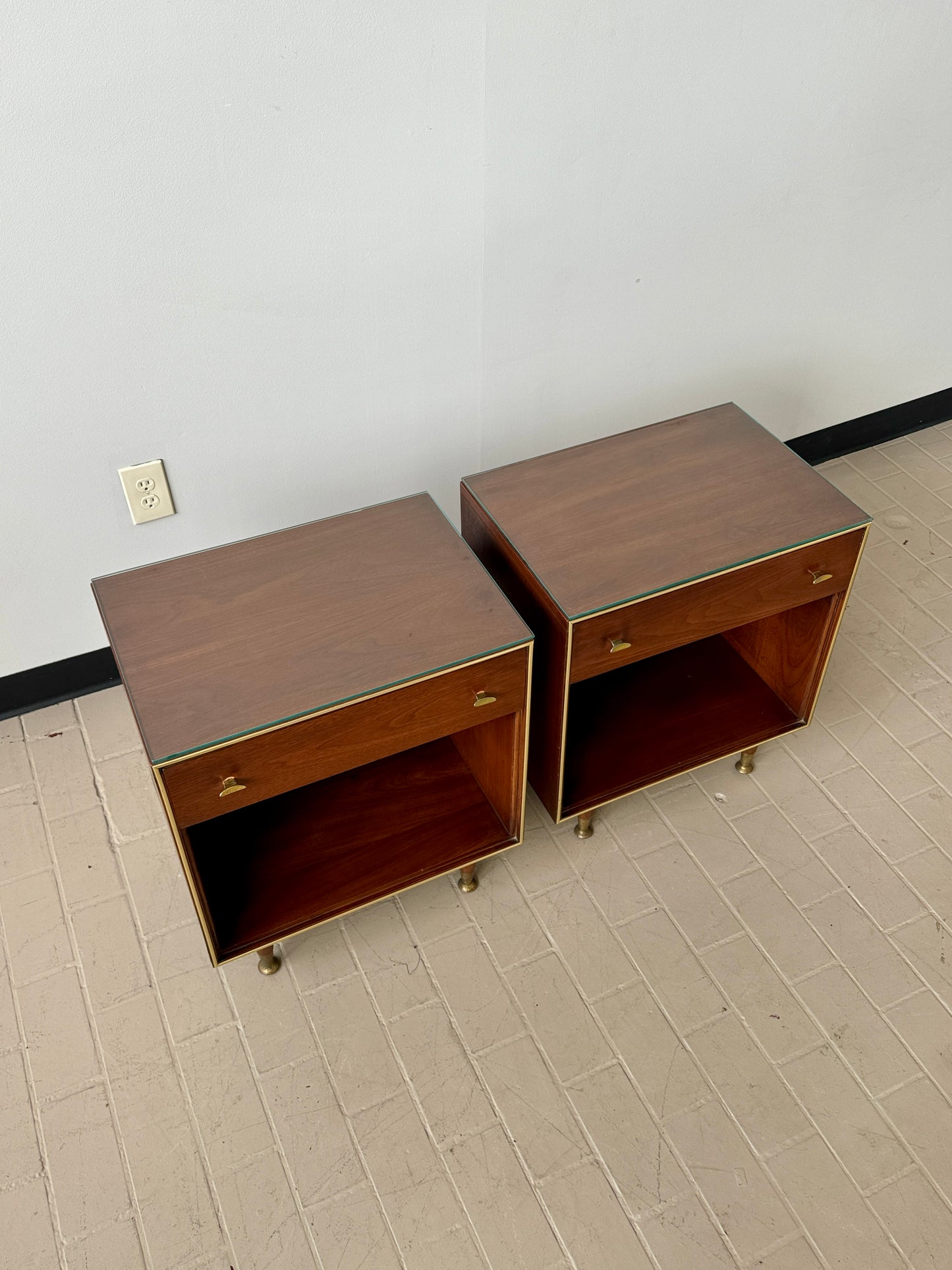 Pair MCM RWay Walnut Nightstands