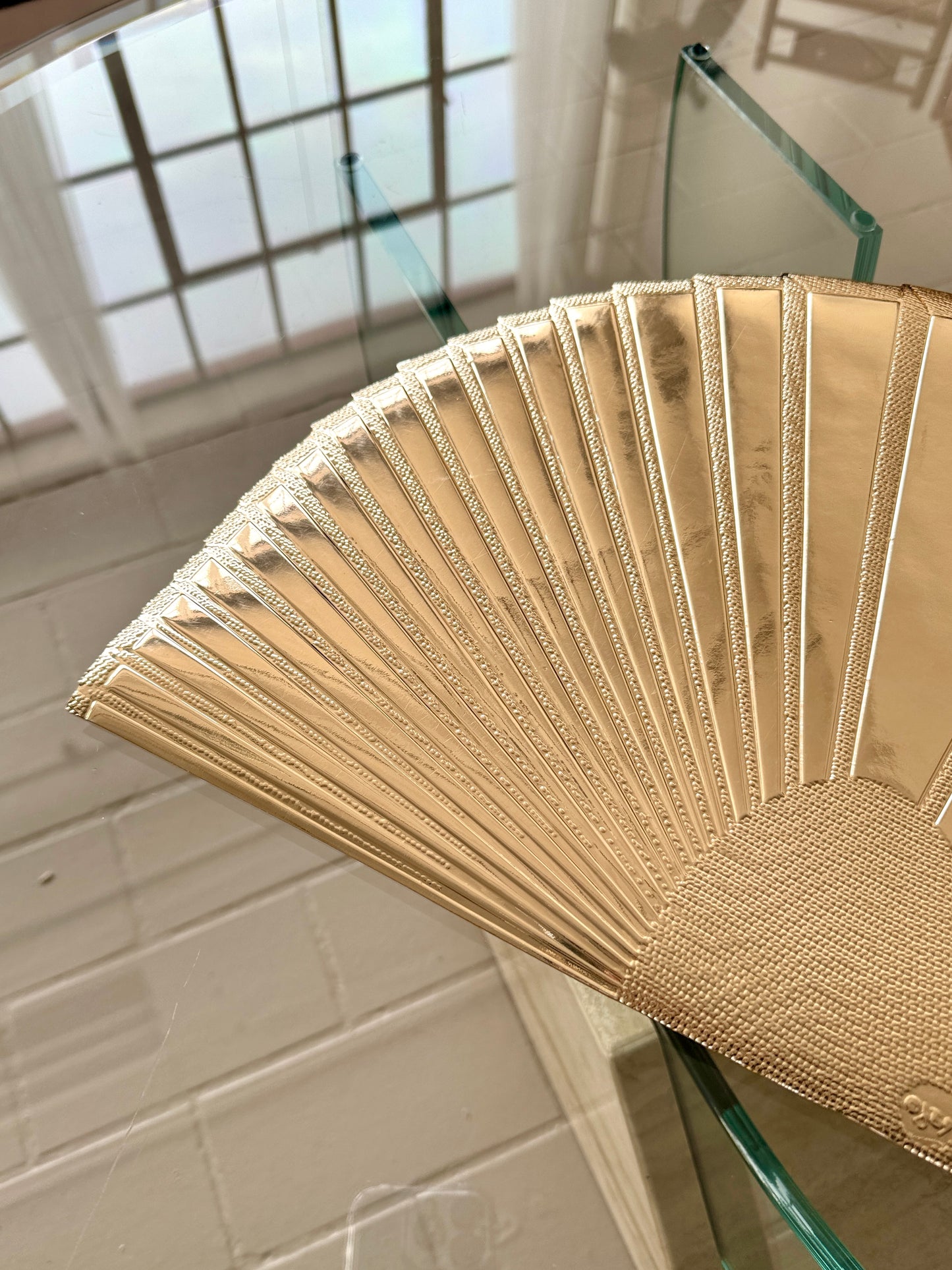 Vintage 1980s Deco Revival Gold Fan Placemats - Set 10